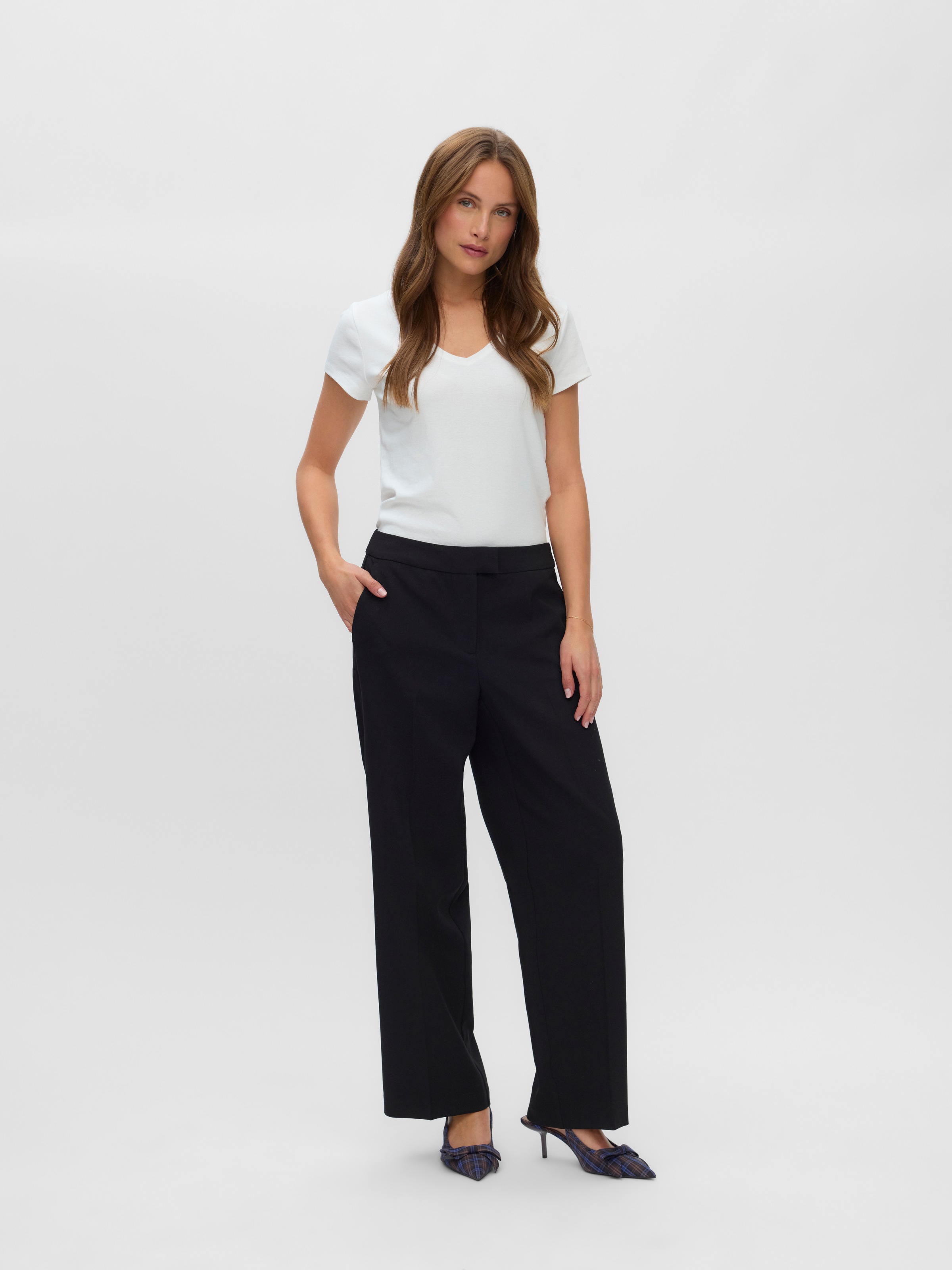 Vero Moda Anzughose »VMMAGNOLIA MW WIDE PANT NOOS«  Materialmix, wide fit