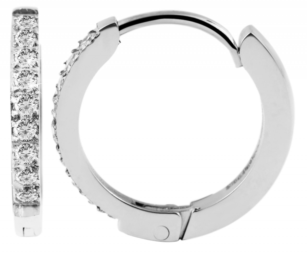 Paar Creolen ADELIA´S "Damen Creolen aus Edelstahl und Strass Ø 12 mm", silber, Ohrringe, Damen, Damen, Edelstahl