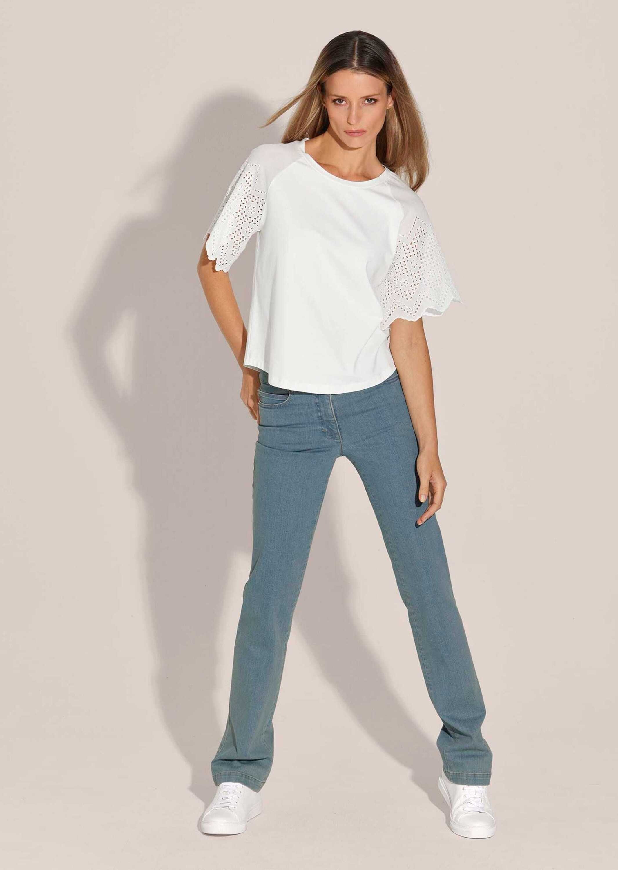 MADELEINE Shirtbluse »Blusenshirt Kurzes Blusen-Shirt im Material-Mix«