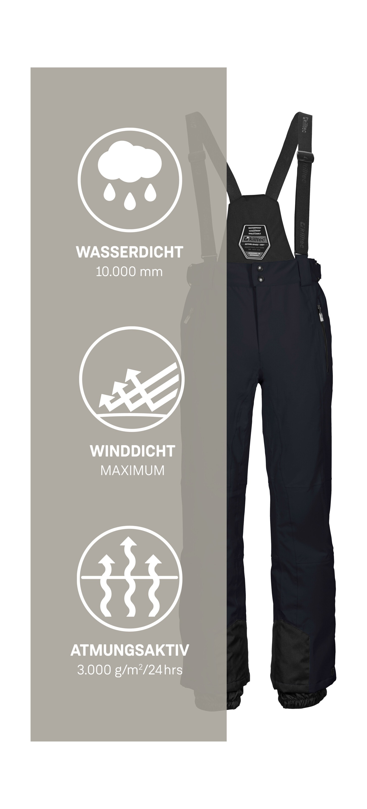Killtec Skihose »KSW 100 ENOSH MN SKI PNTS«, Wind- und wasserdichte Skihose, verstellbar, mit Schneefängen
