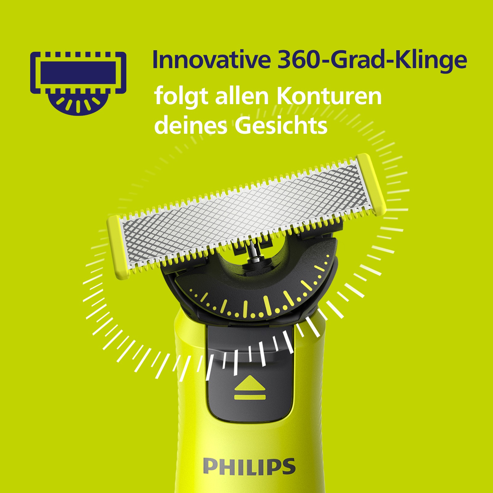 Philips Ersatzscherteil »OneBlade 360«, (2 St.), 360-Grad-Klingen, nass und trocken einsetzbar, hält bis zu 4 Monate