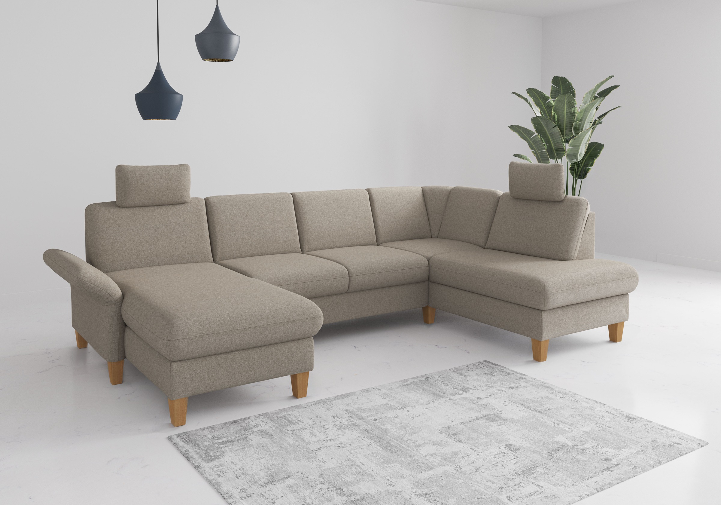 Home affaire Wohnlandschaft "Rochelle, U-Form", optional mit Armteilverstel günstig online kaufen