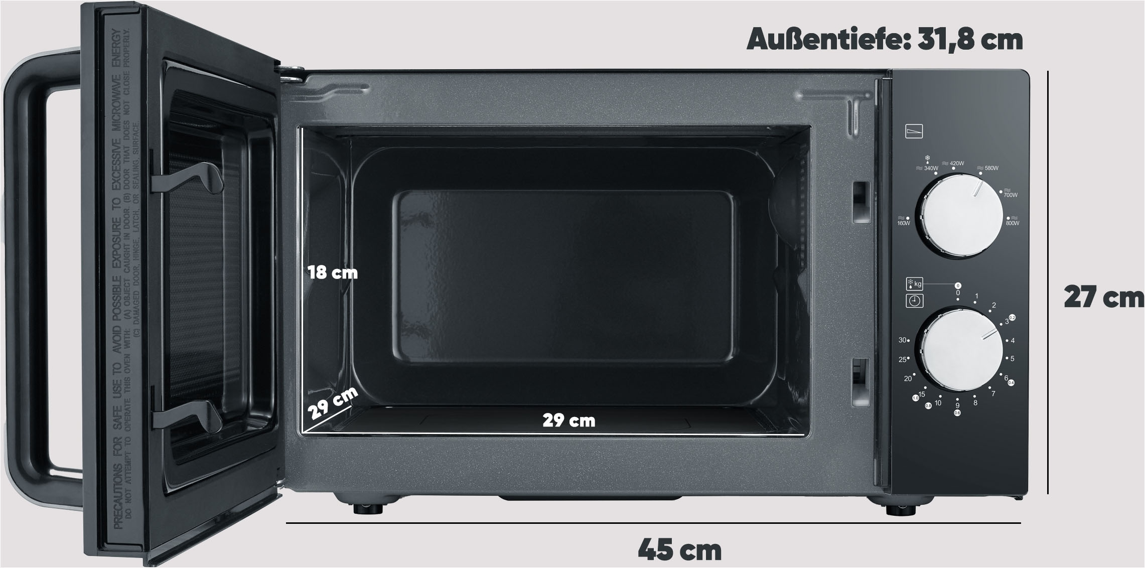 Severin Mikrowelle »MW 7761« Mikrowelle 160 W XXL-Nutzfläche dank Glasboden