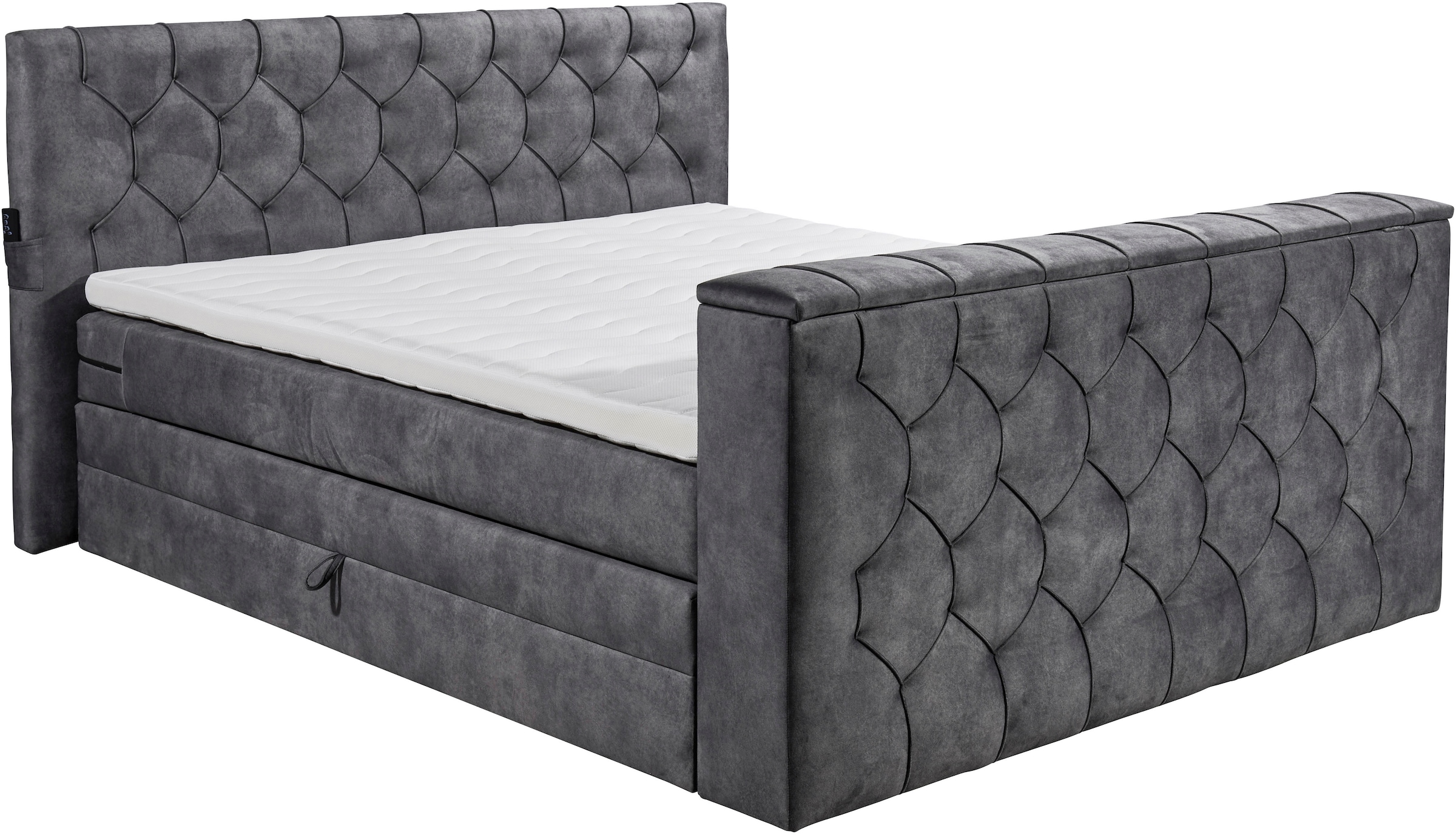 ED EXCITING DESIGN Boxspringbett »Springdale«, mit Bettkasten, motorisierter TV-Halterung, Duo-Matratze (H3/H4)