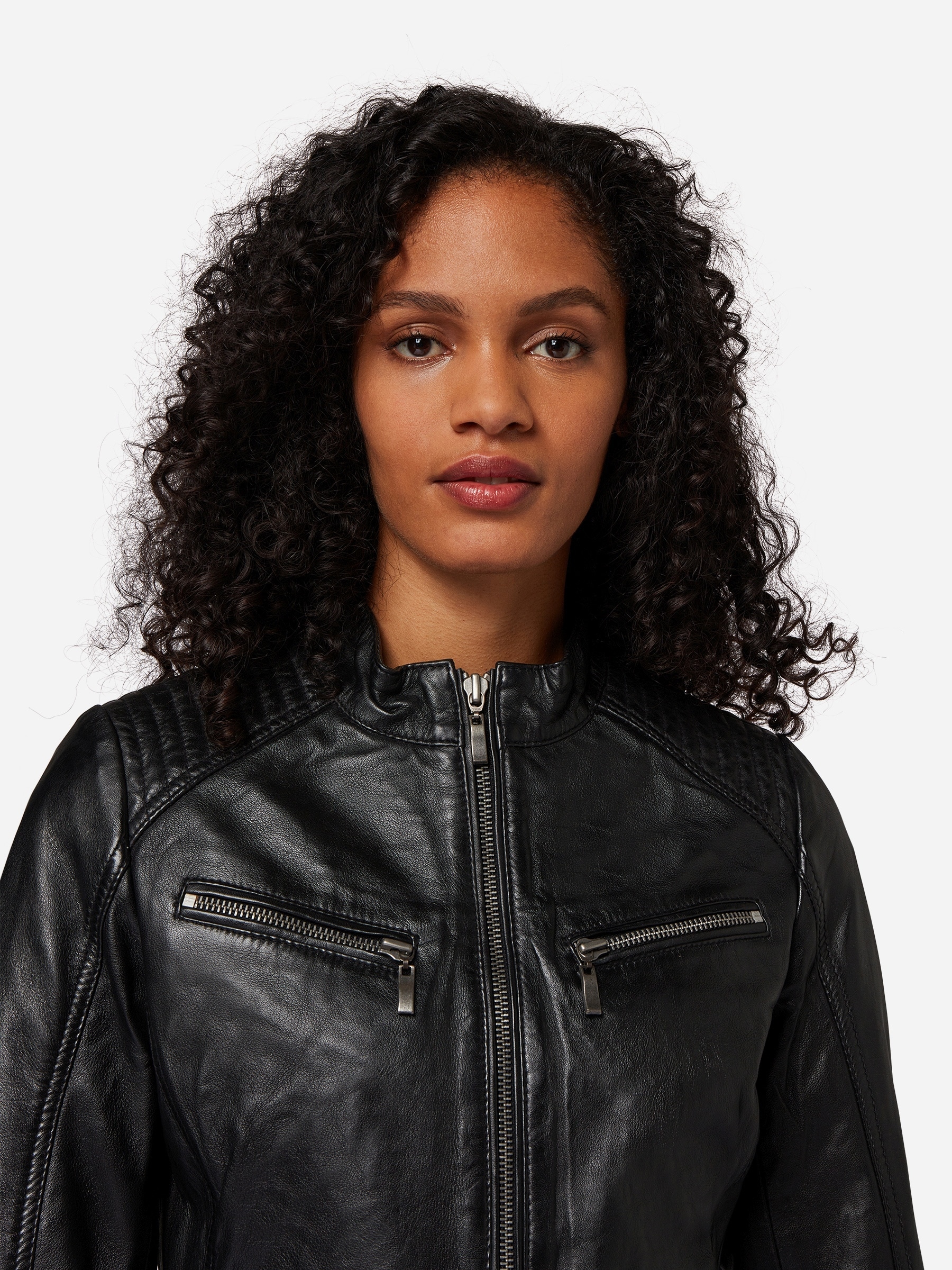 RICANO Bikerjacke »Lederjacke Hannah« ohne Kapuze Handgefertigt aus echtem Leder