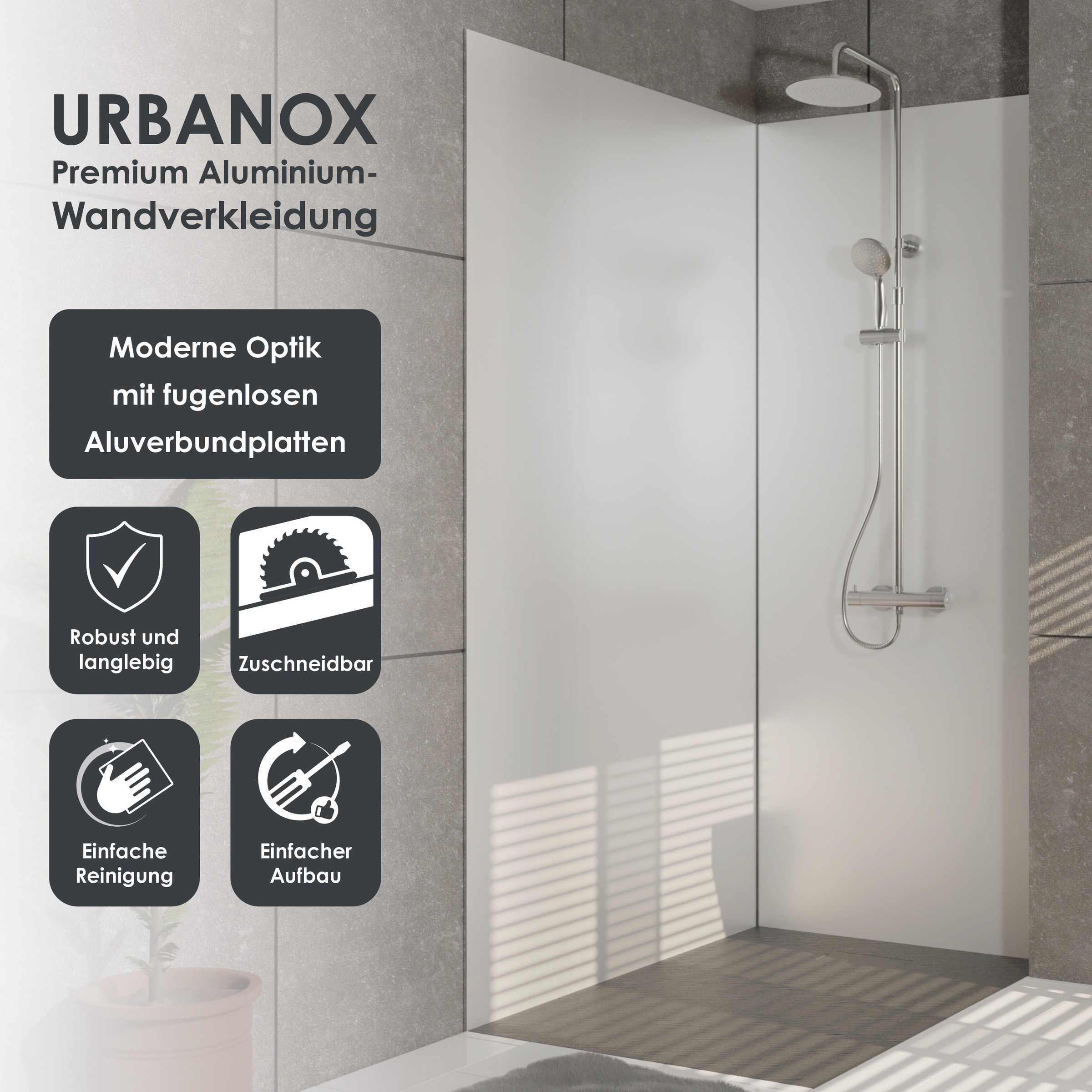 Marwell Duschrückwand »Urbanox«, (Set, 2 tlg.), Set bestehend aus: 1 Paneel 90 x 210 cm, 1 Paneel 120 x 210 cm