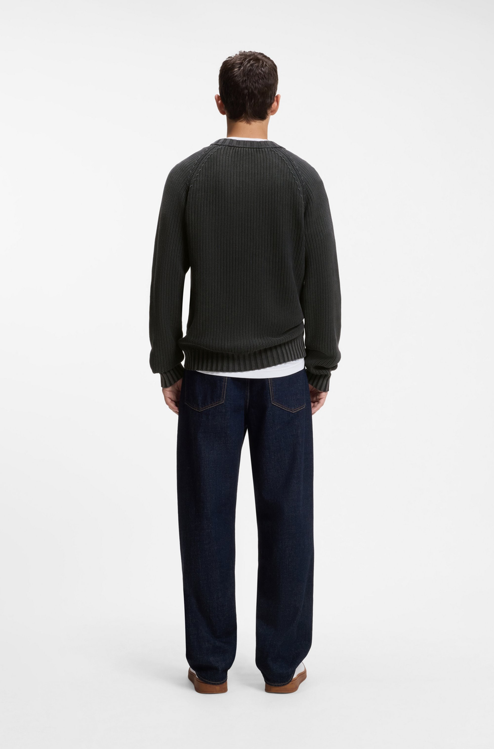 HUGO Strickpullover »Sondye« Strukturierter Rippenstrick aus reiner Baumwolle, Relaxed Fit