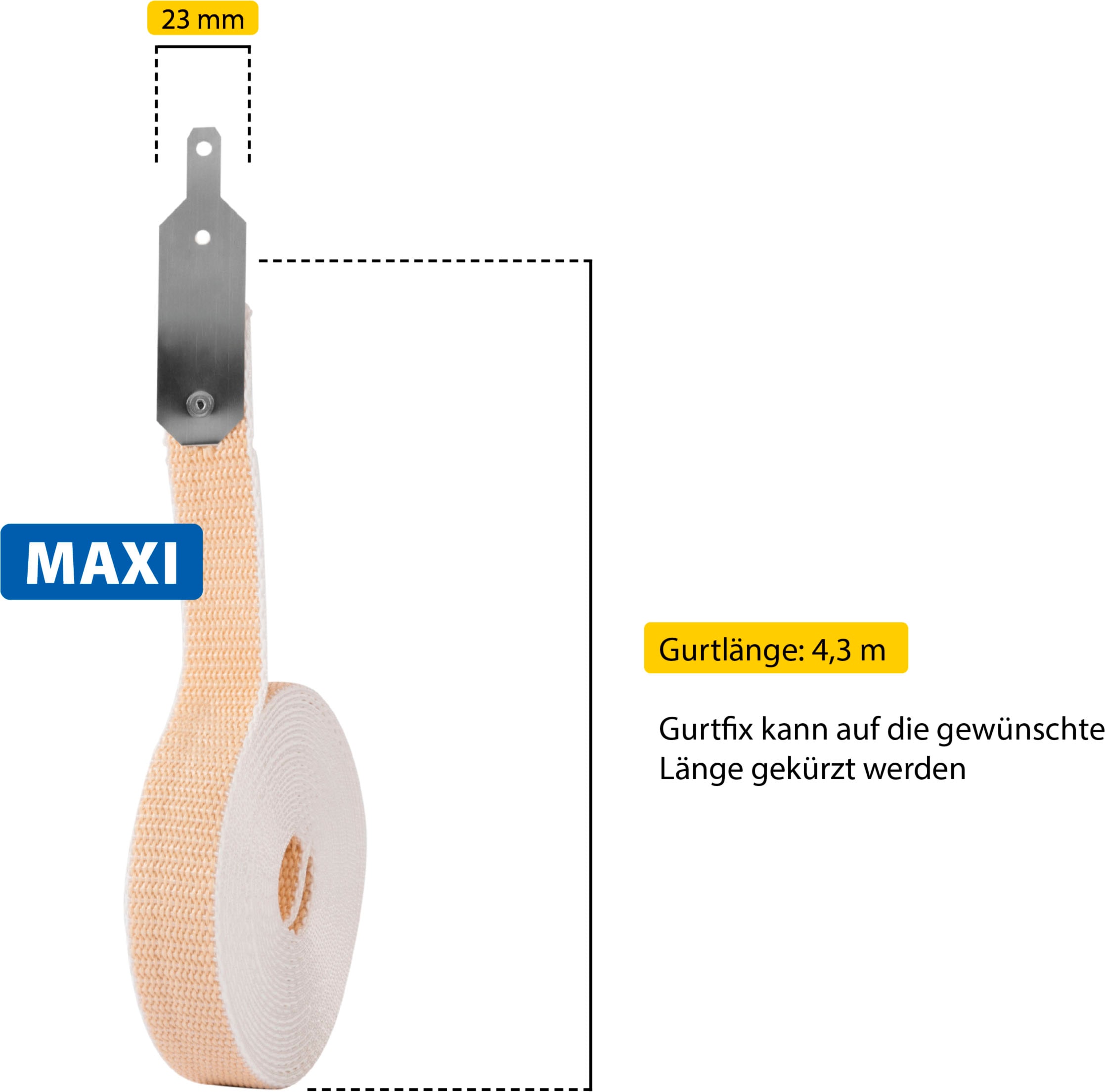 SCHELLENBERG Reparatur-Set »Rollladen Gurtfix für das Rollladensystem Maxi«, für alte Gurtbänder in unterschiedlichen Farben, 23 mm x 4,3 m