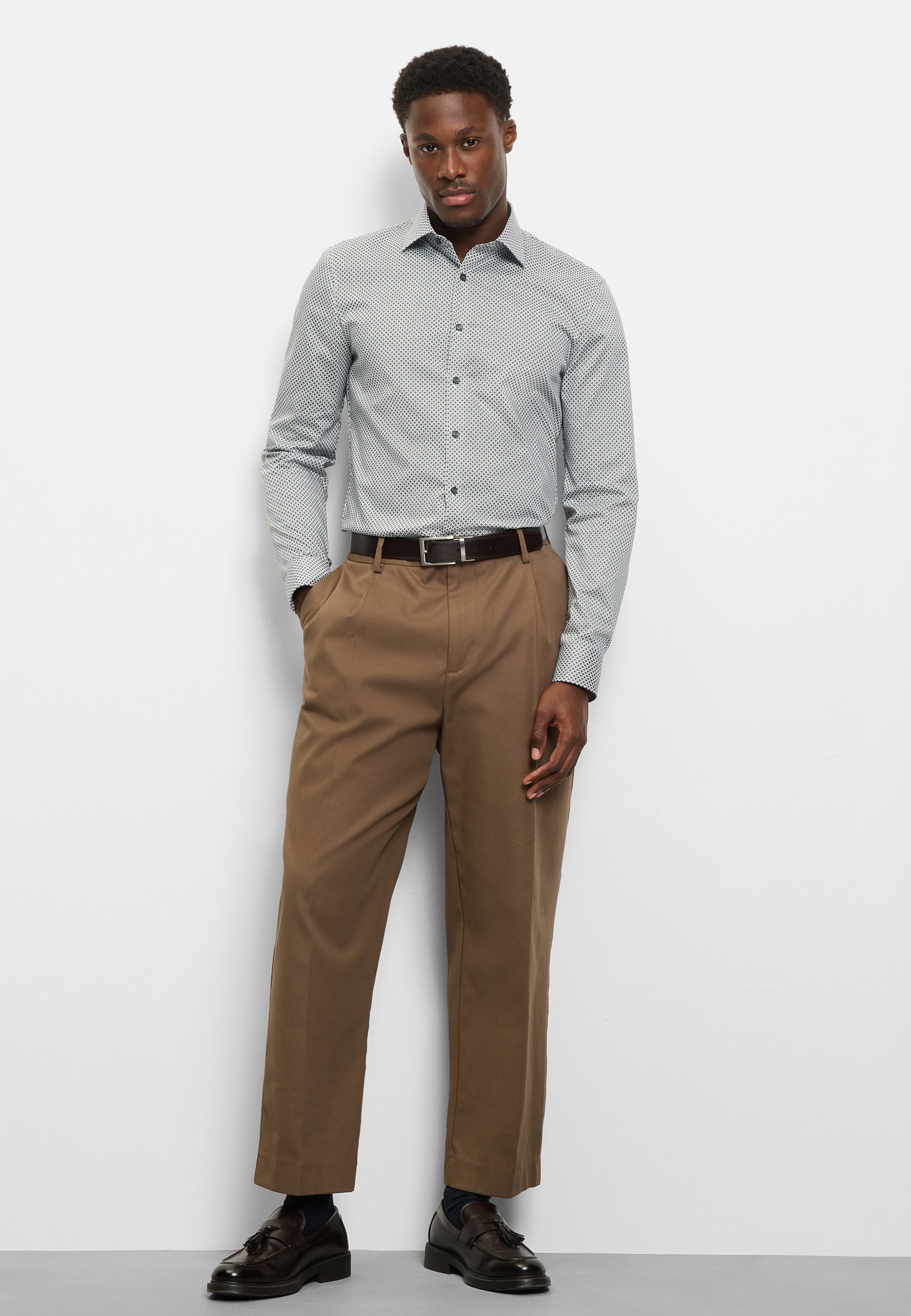 OLYMP No 6 Long Sleeve Shirt Grey-Green 39 2