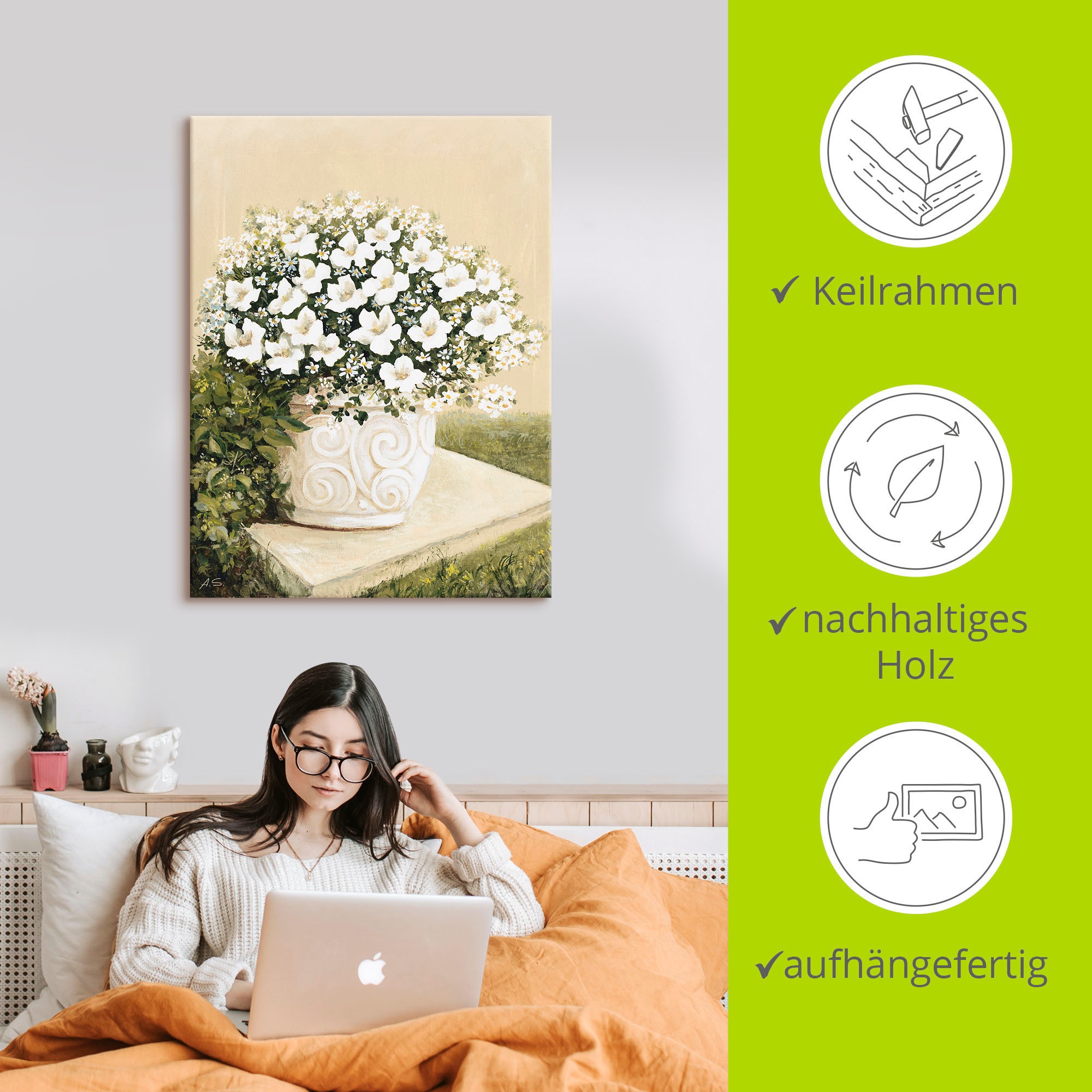 Artland Wandbild »Blumentopf I«, Blumen, (1 St.), als Alubild, Outdoorbild, Leinwandbild, Poster in verschied. Größen
