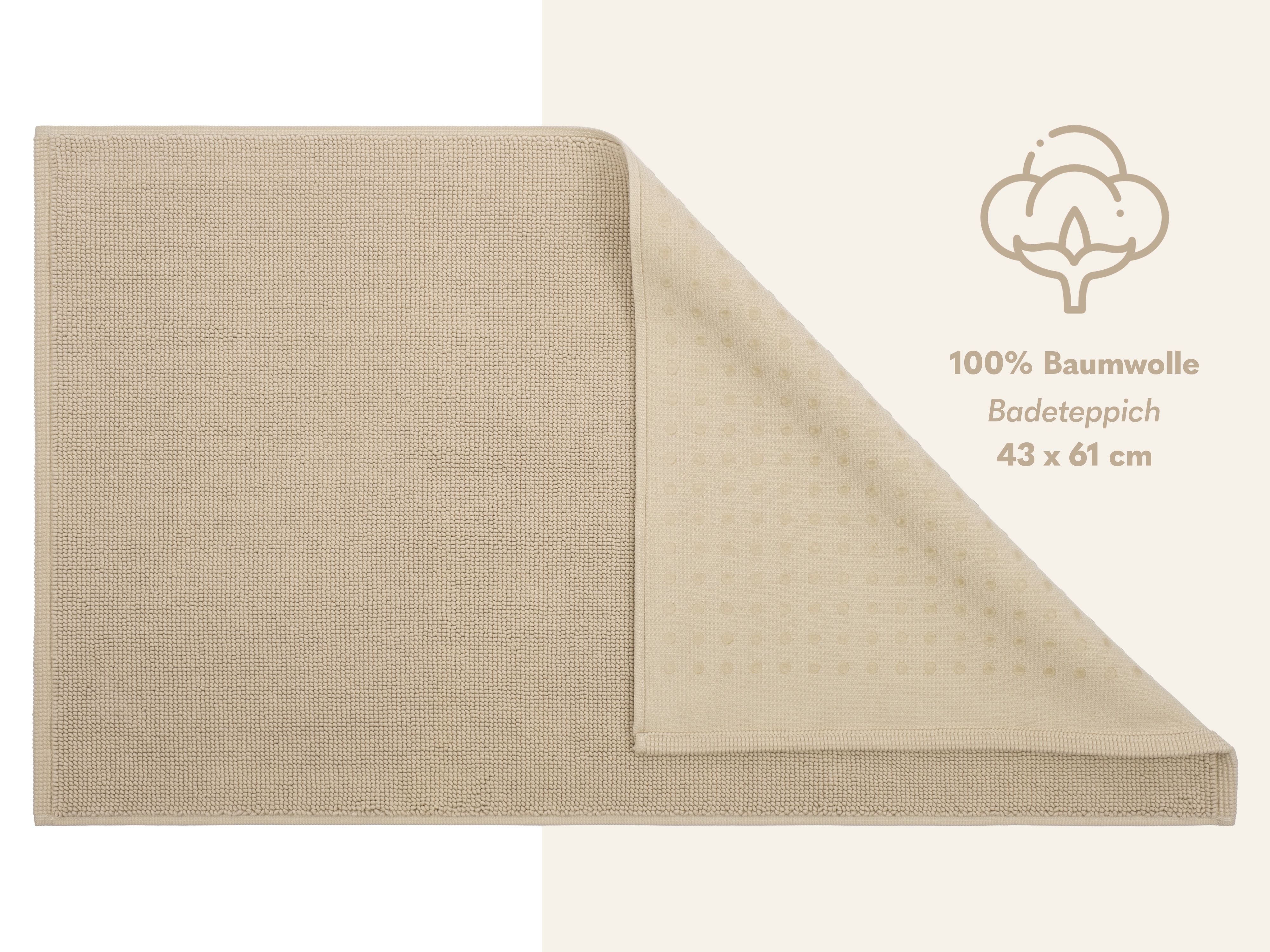 Thumbnail - HAMMETEX Badematte "rutschfeste Badvorleger" Höhe 7,5 mm rutschhemmend beschichtet strapazierfähig einfarbig, 100% Baumw...