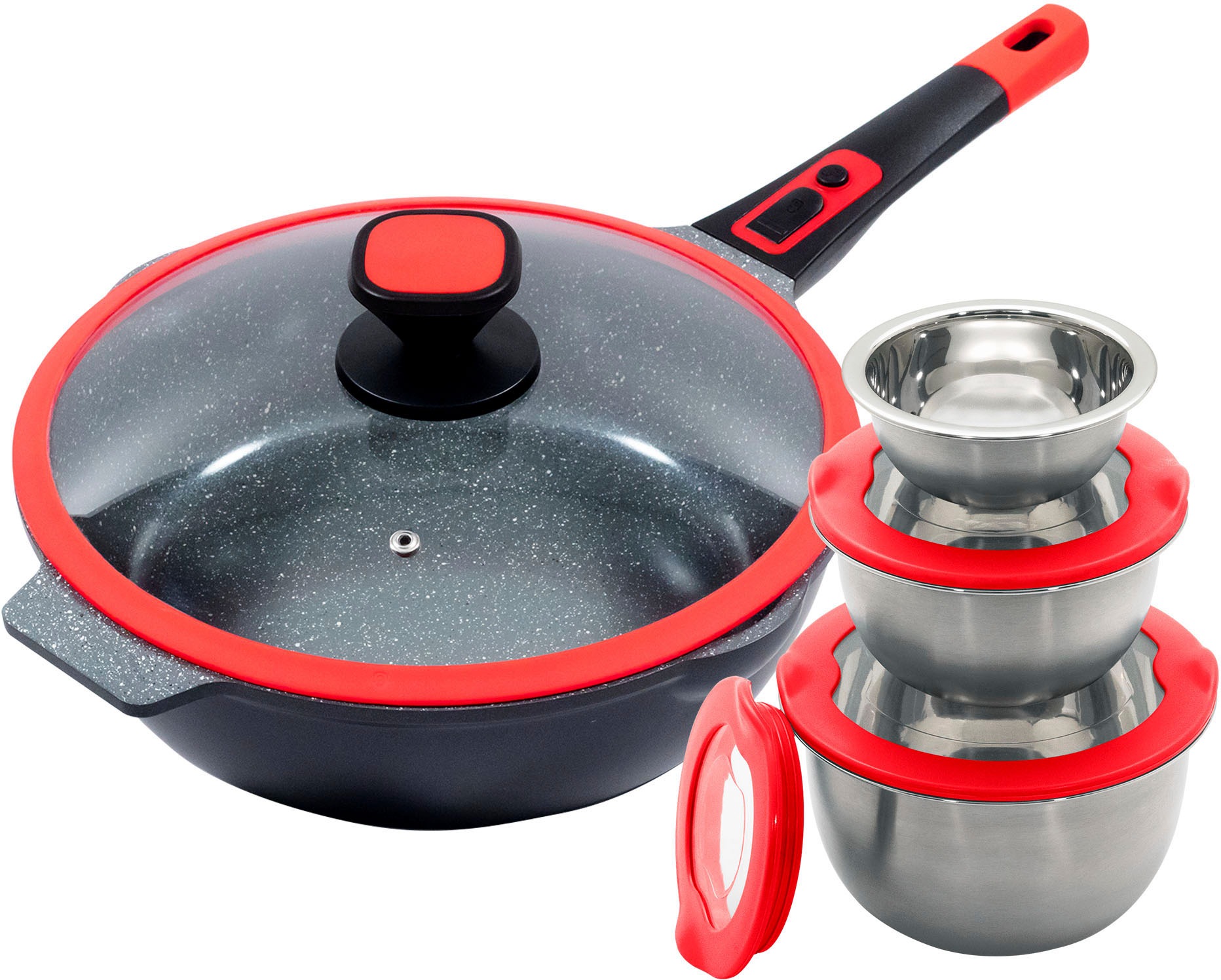 KING Bratpfanne "Click-Grip" Aluminiumguss Set, 3 Schüsseln Ø17.5 Ø14.5cm Ø günstig online kaufen