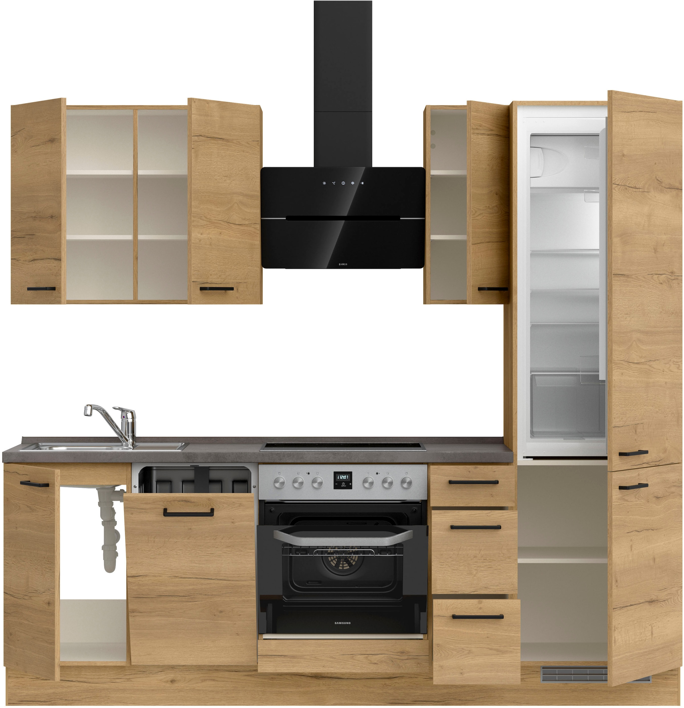 nobilia® Küchenzeile »"Structura II"«, vormontiert, Ausrichtung wählbar, Breite 240 cm, wahlw. mit E-Geräten