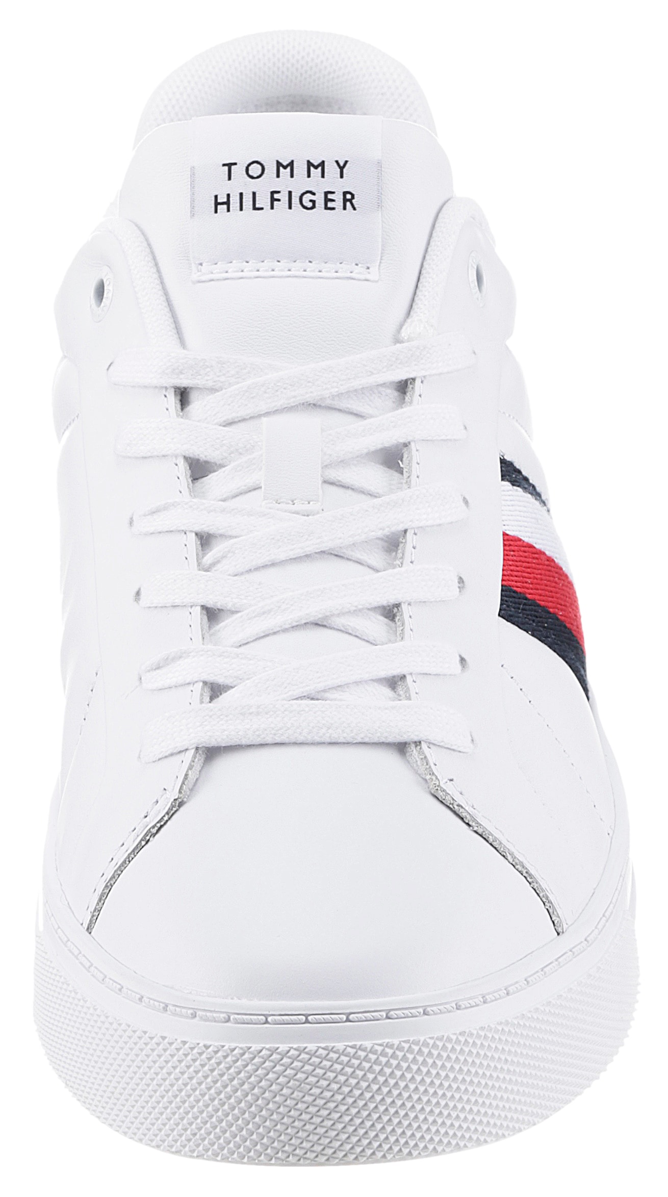 Tommy Hilfiger Sneaker »ICON COURT LTH STRIPES«, Schnürschuh, Freizeitschuh, Halbschuh mit gepolstertem Schaftrand