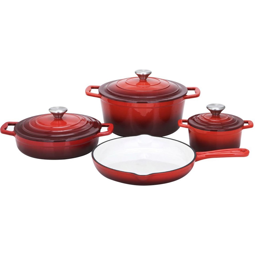 CS Koch-Systeme Topf-Set »Xanten«, Gusseisen, (Set, 7 tlg., je 1 Fleischtopf Ø 16/26 cm, 1 Bratentopf Ø 24 cm, 1 Pfanne Ø 28 cm)