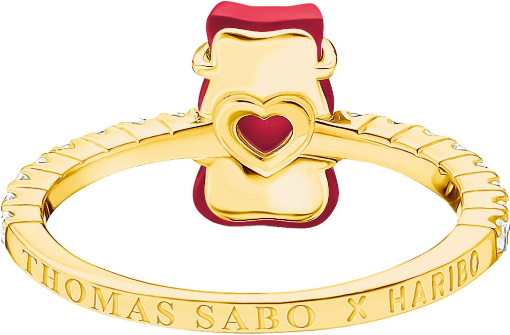 THOMAS SABO Fingerring »THOMAS SABO x HARIBO Schmuck: Ring mit Goldbär«, mit Kristallglas, Zirkonia (synth.)