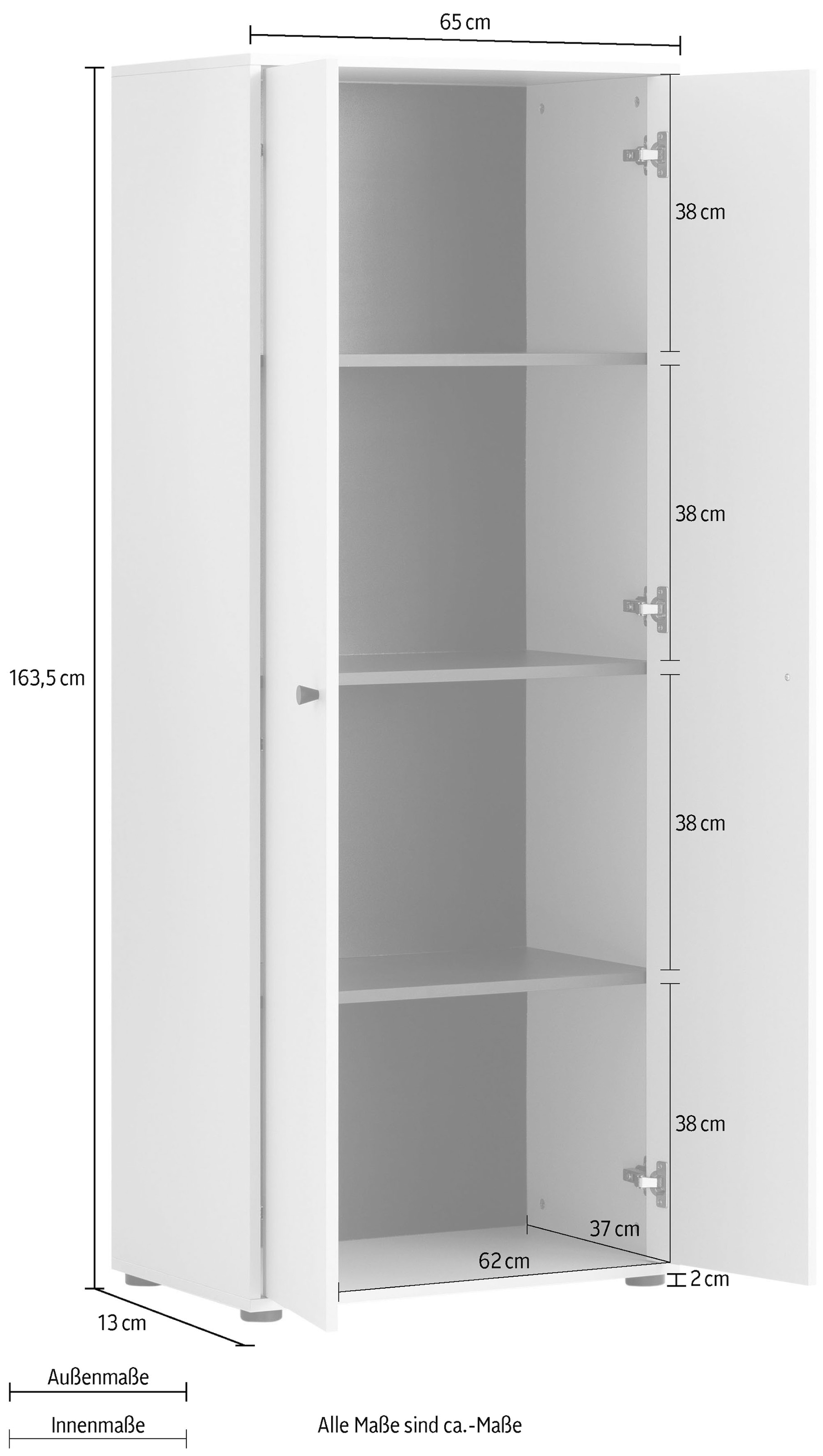 welltime Hochschrank »Lovund, Breite 65 cm«, Mit Softclose-Scharnieren und 3 Fachböden