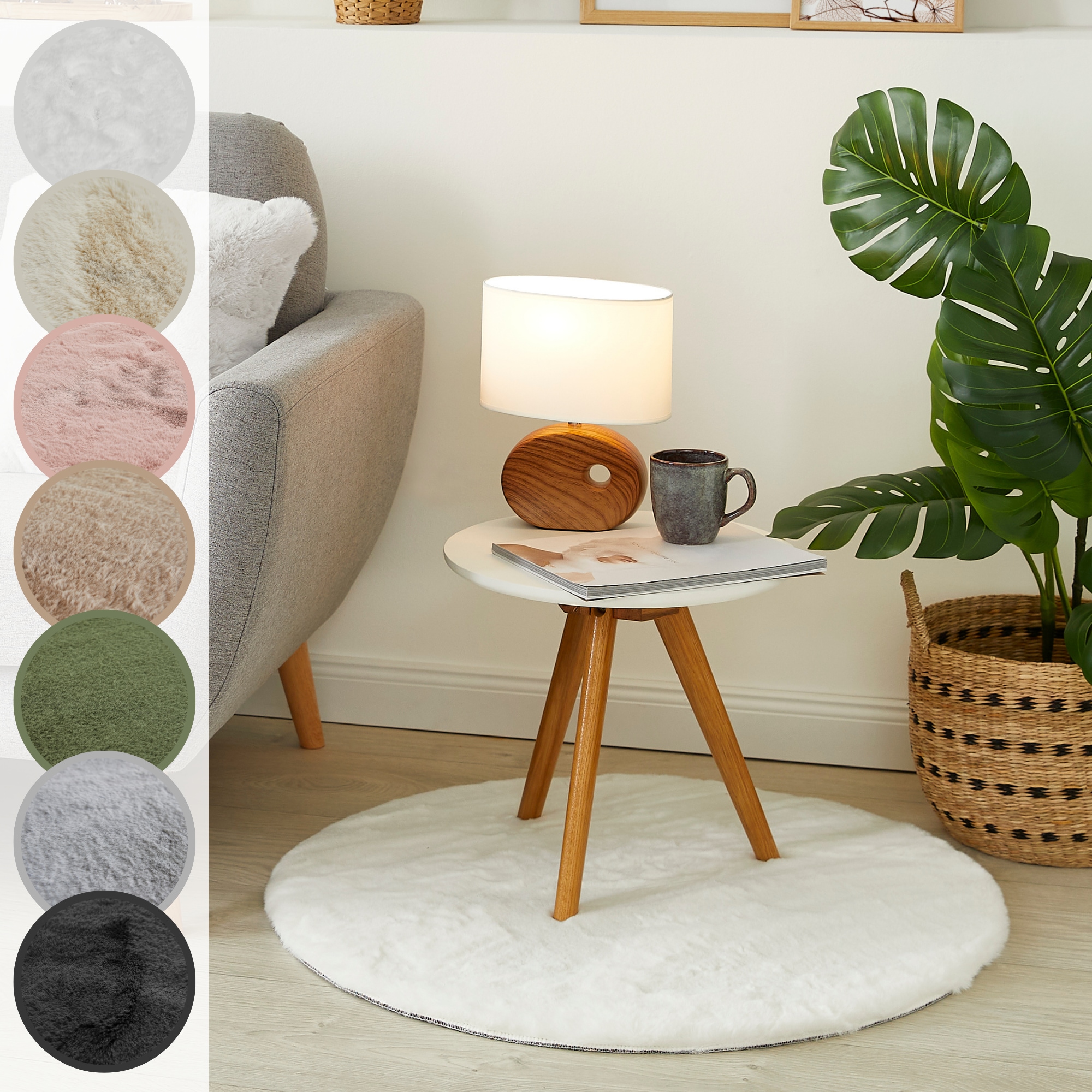 LUXOR living Fellteppich "Novara" rund 30 mm Höhe Kunstfell, Kaninchenfell-Haptik, besonders weicher Hochflor