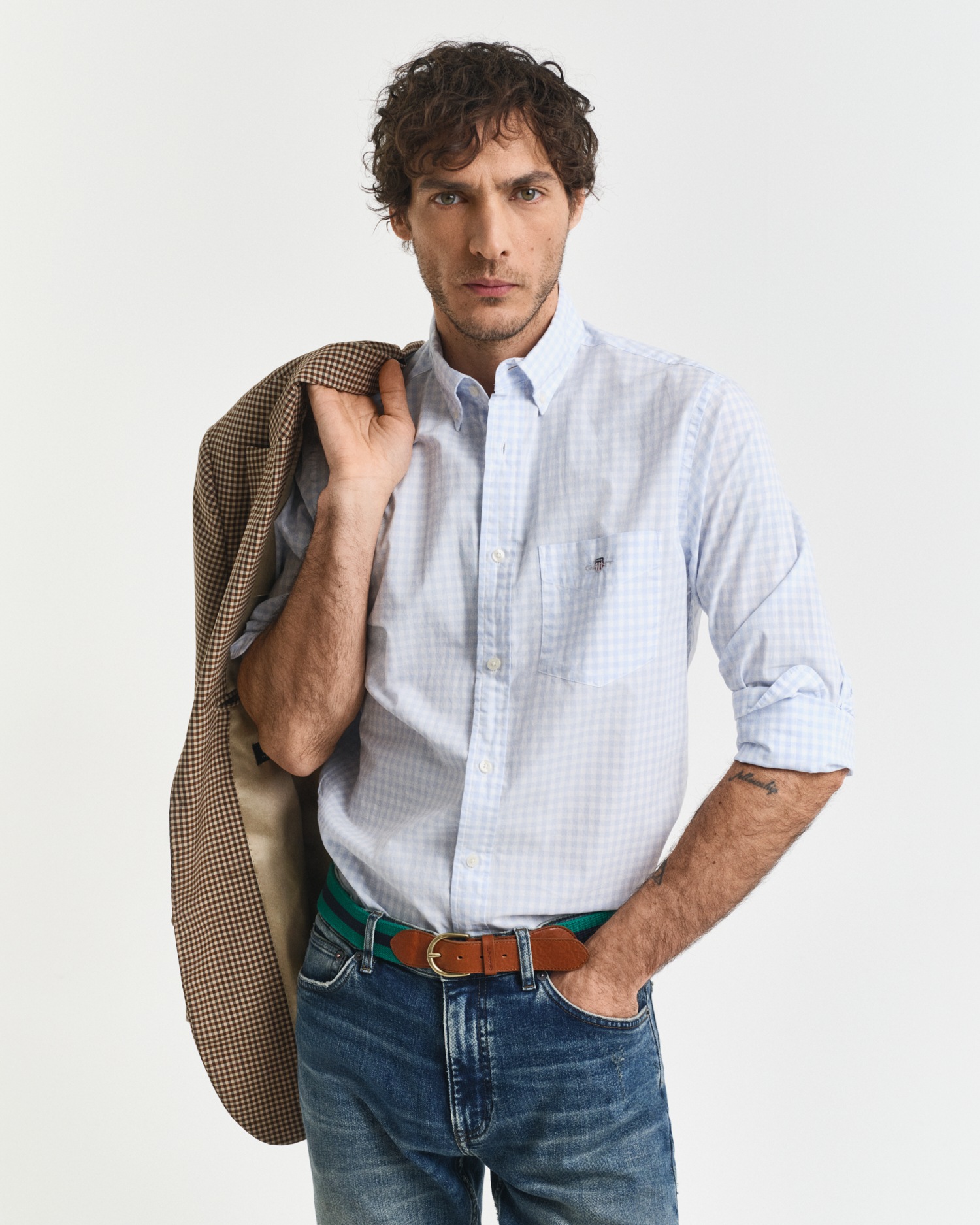 Gant Langarmhemd "REG POPLIN GINGHAM SHIRT" mit Logostickerei auf der Brust günstig online kaufen