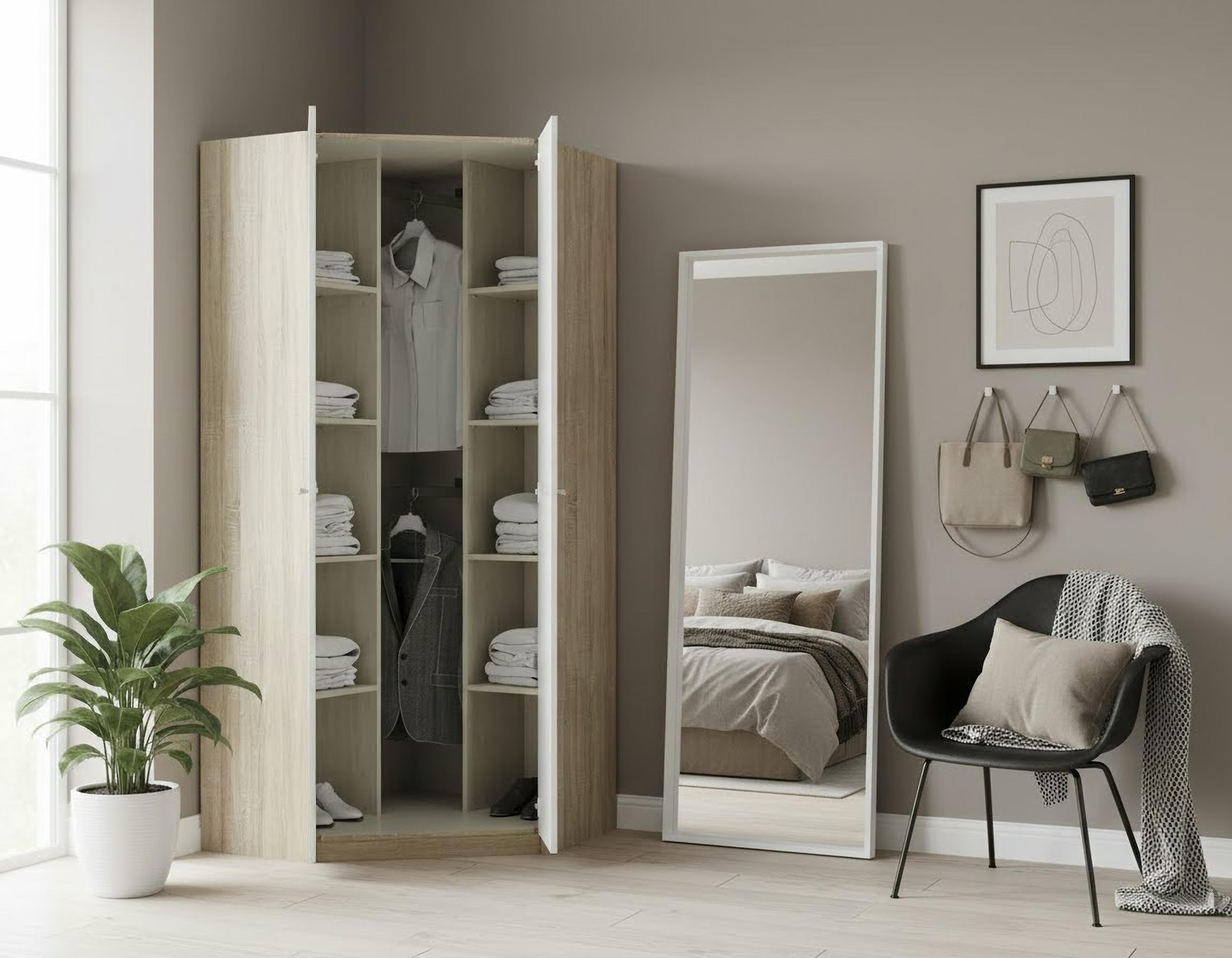 priess Eckkleiderschrank »Barcelona Kleiderschrank Ecklösung Raumwunder« in 2 Tiefen Schrank Eckschrank Garderobe