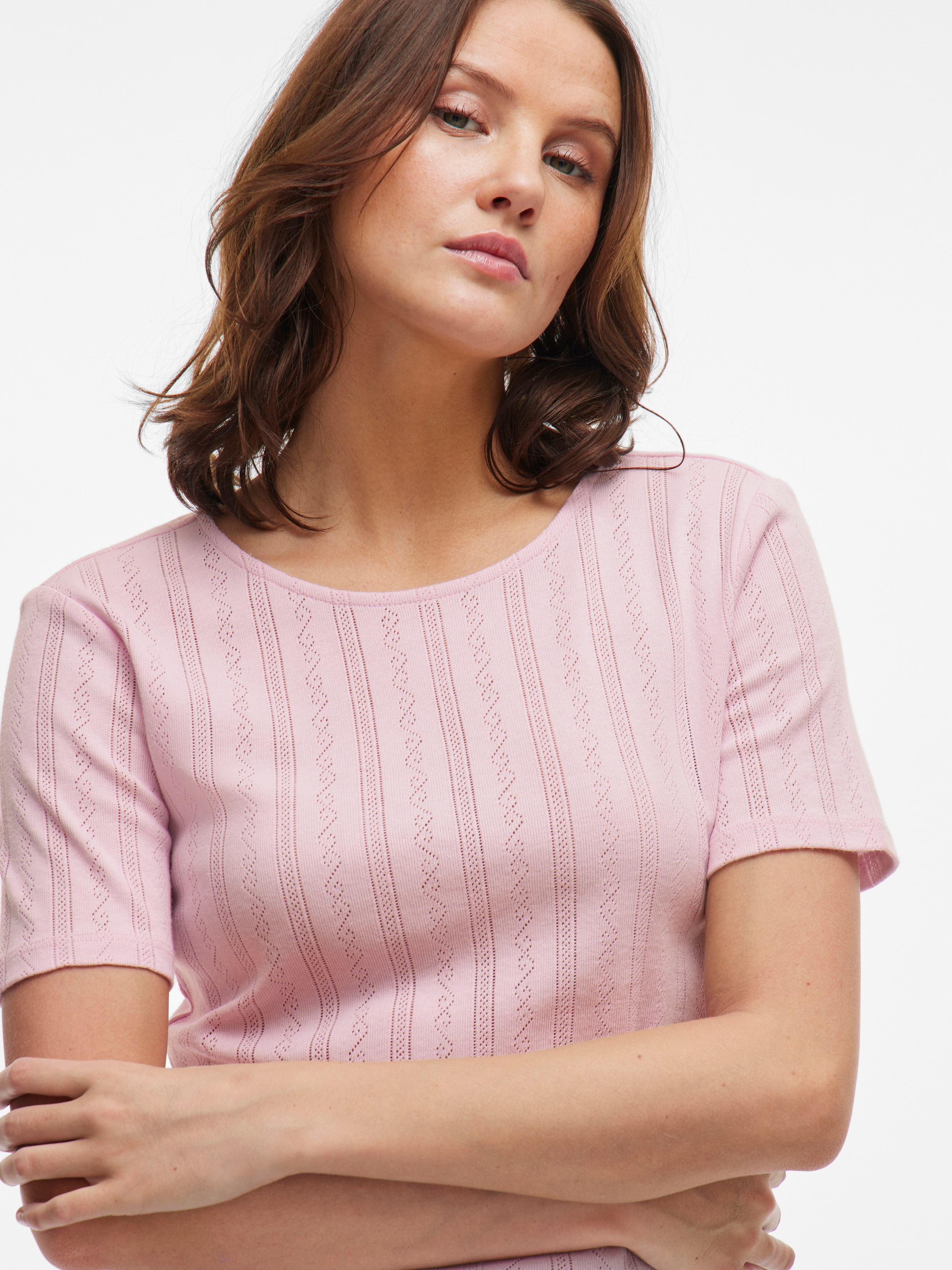 Thumbnail - Vila Kurzarmshirt "VIKASSIE S/S POINTELLE TOP - NOOS"