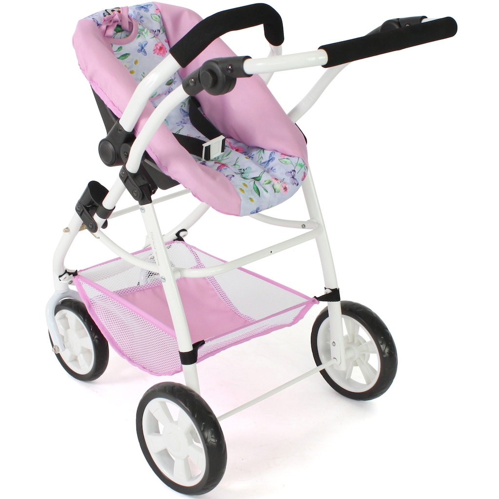 CHIC2000 Kombi-Puppenwagen »Emotion All In 3in1, Flowers«, inkl. Babywanne, Babyschale und Sportwagenaufsatz