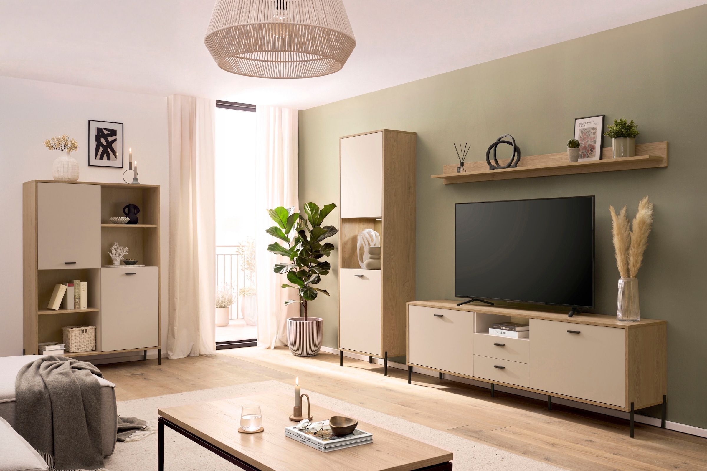 Home affaire Regalelement »Fredericia, modernes Regal, Kommode in Kaschmir, Highboard, Standregal« ausreichend Stauraum, offene & geschlossene Fächer, 105 cm breit