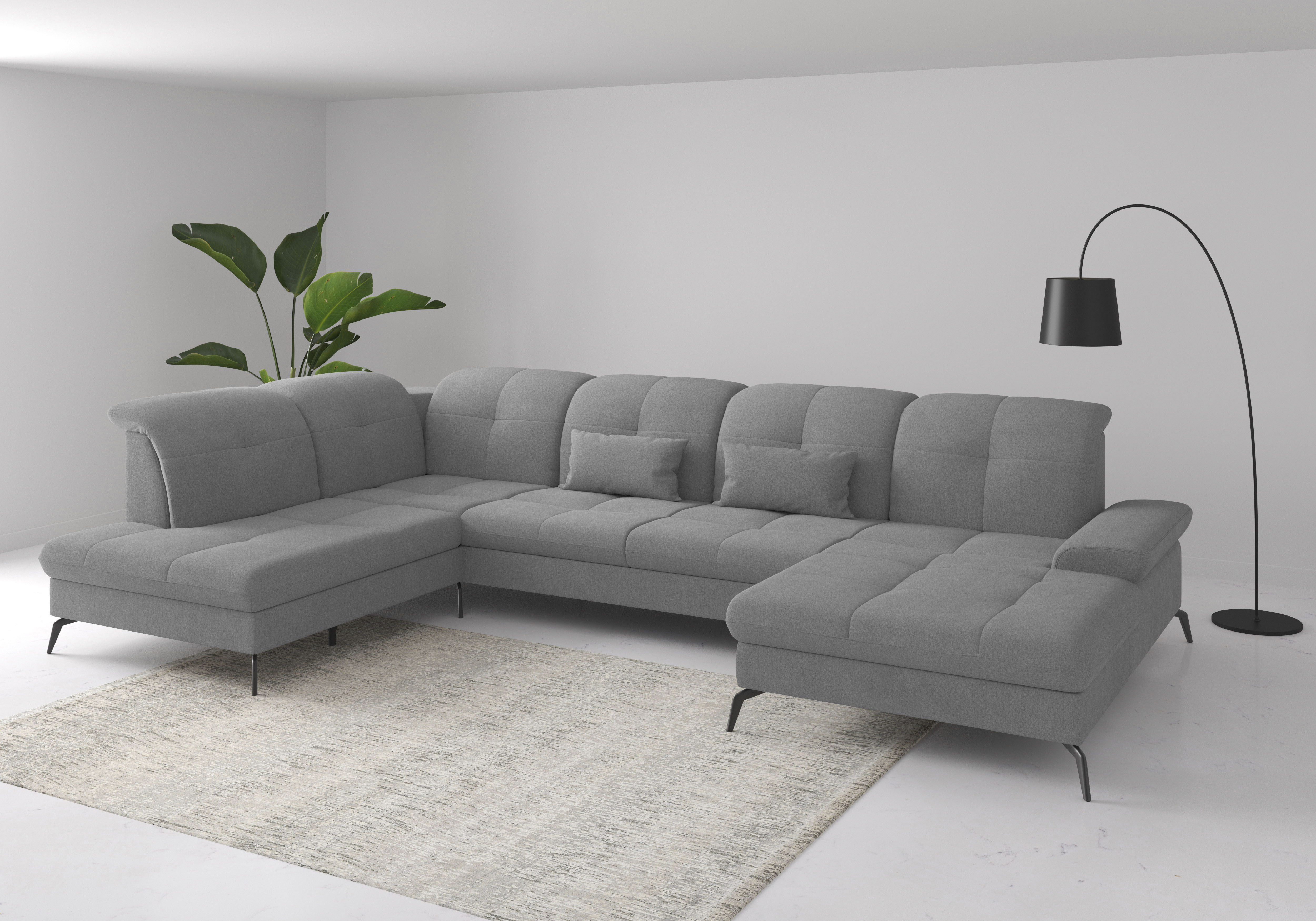 sit&more Wohnlandschaft "Amica, U-Form, inkl. Sitztiefenverstellung und Armteilverstellung" wahlweise mit Kopfteilverstellung, Schlaffunktion und Bettkasten