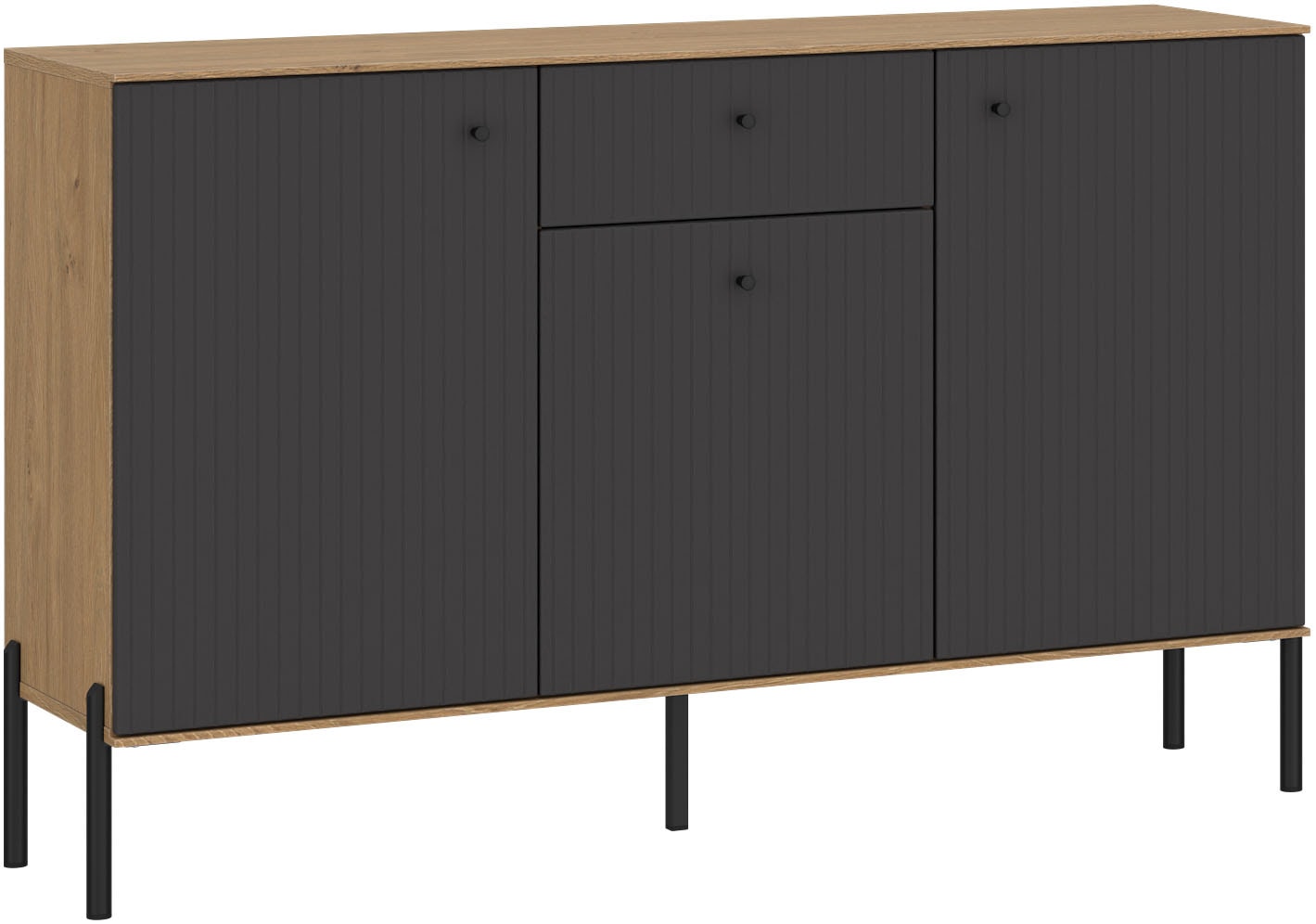 OTTO home Sideboard "Nursia" Sideboard, Breite 136 cm, mit geriffelten Fronten, auf Metallfüßen