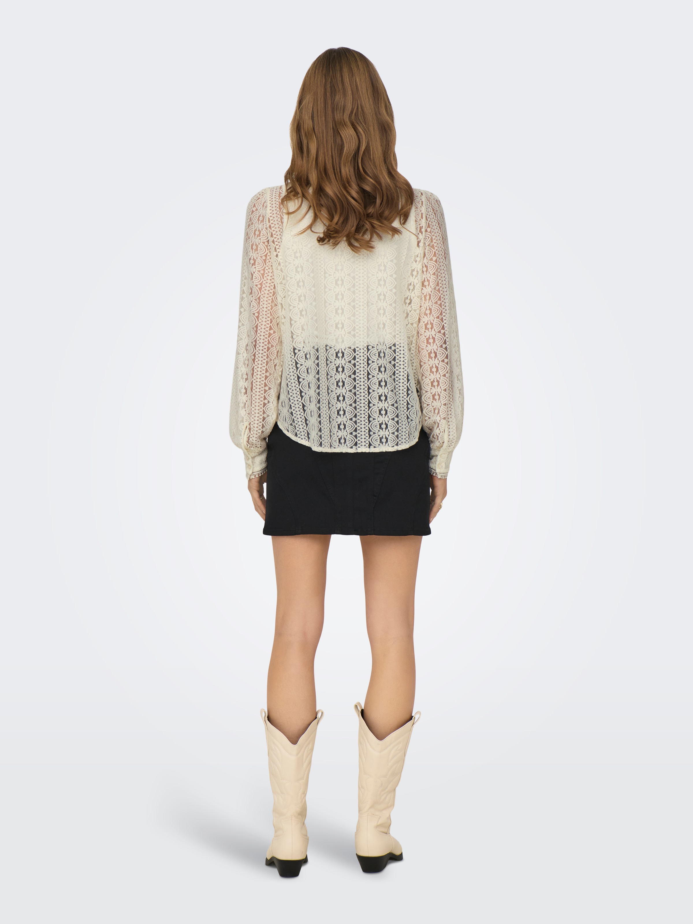 ONLY Spitzenbluse »ONLREBA LACE L/S SHIRT WVN NOOS«