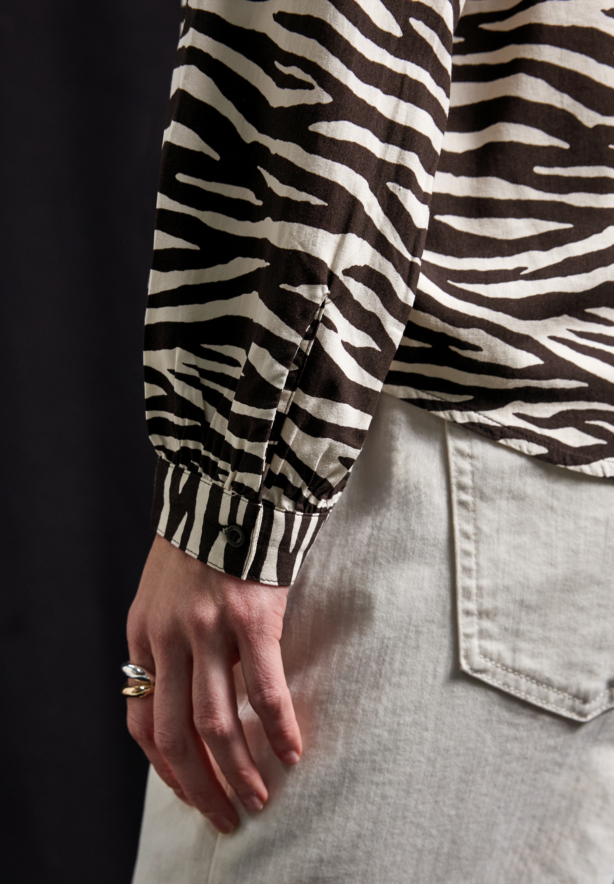 STREET ONE Langarmbluse, mit Zebra Print, im Tunika-Look