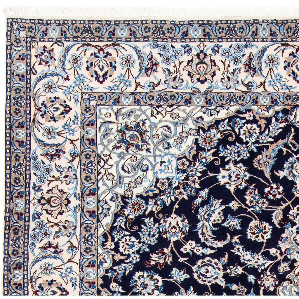 Wohnen Teppiche morgenland Wollteppich »Nain 9la Medaillon Blu scuro 300 x 202 cm«, rechteckig, 0,6 mm Höhe, Unikat mit Zertifik