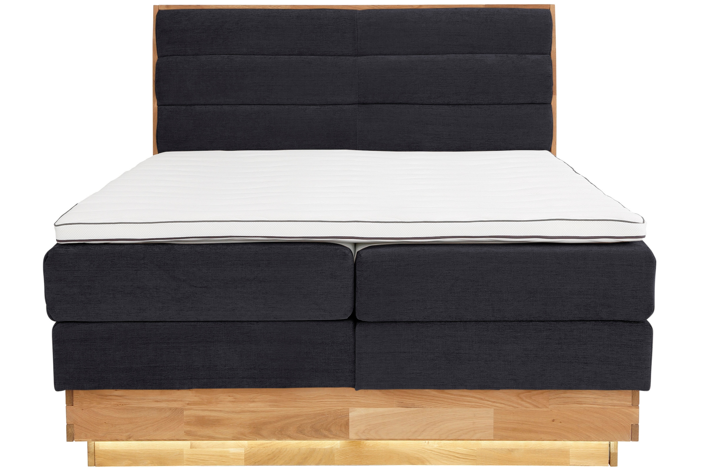 OTTO products Boxspringbett, LED-Beleuchtung, mit zertifizierten, recycelten Bezugsstoffen