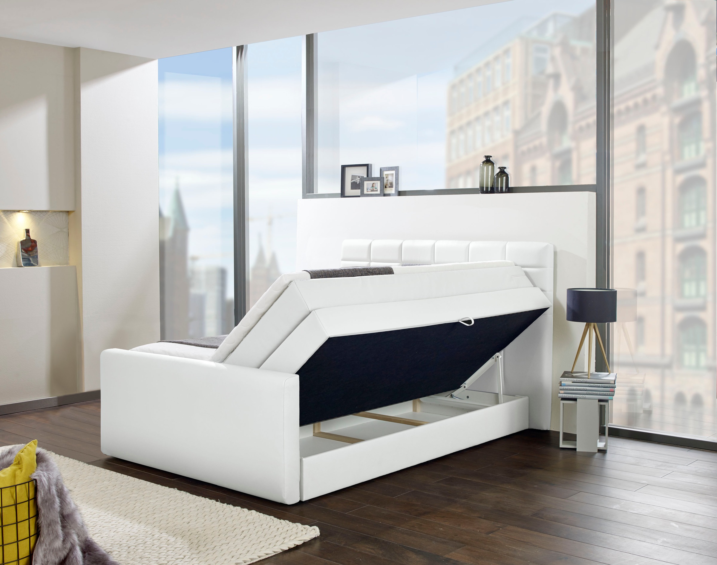 INOSIGN Boxspringbett »Lethbridge«, inkl. Bettkasten und Topper, zwei Matratzenarten in H2