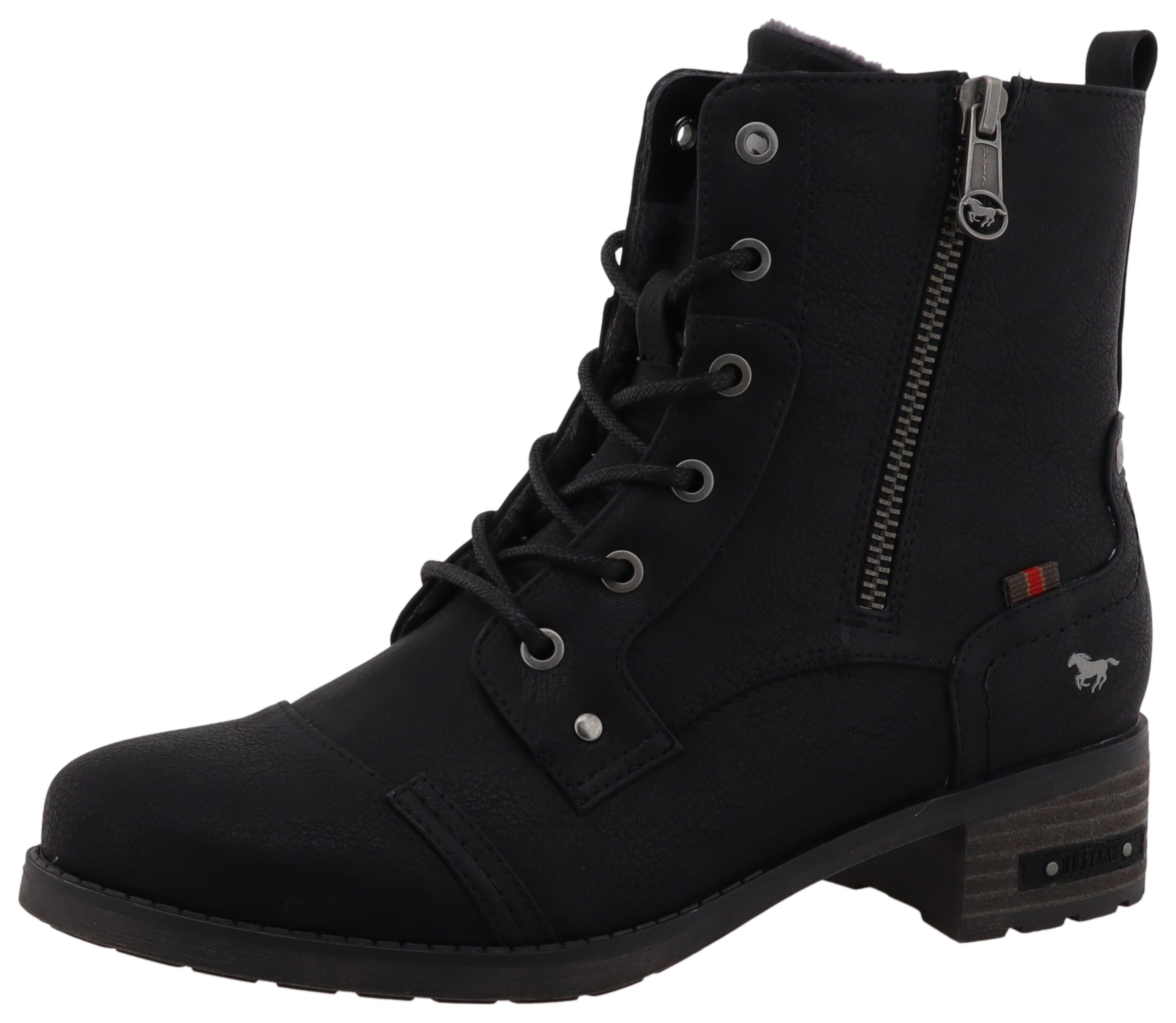 Mustang Shoes Winterstiefelette "Fabienne", Schnürstiefelette mit Blockabsa günstig online kaufen