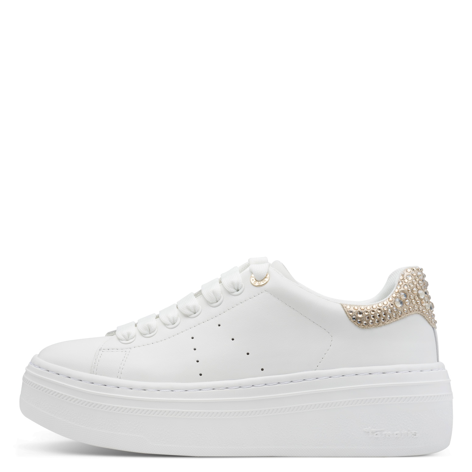 Tamaris Plateausneaker, Schnürschuh, Halbschuh mit auffälligen Schmucksteinen an der Ferse