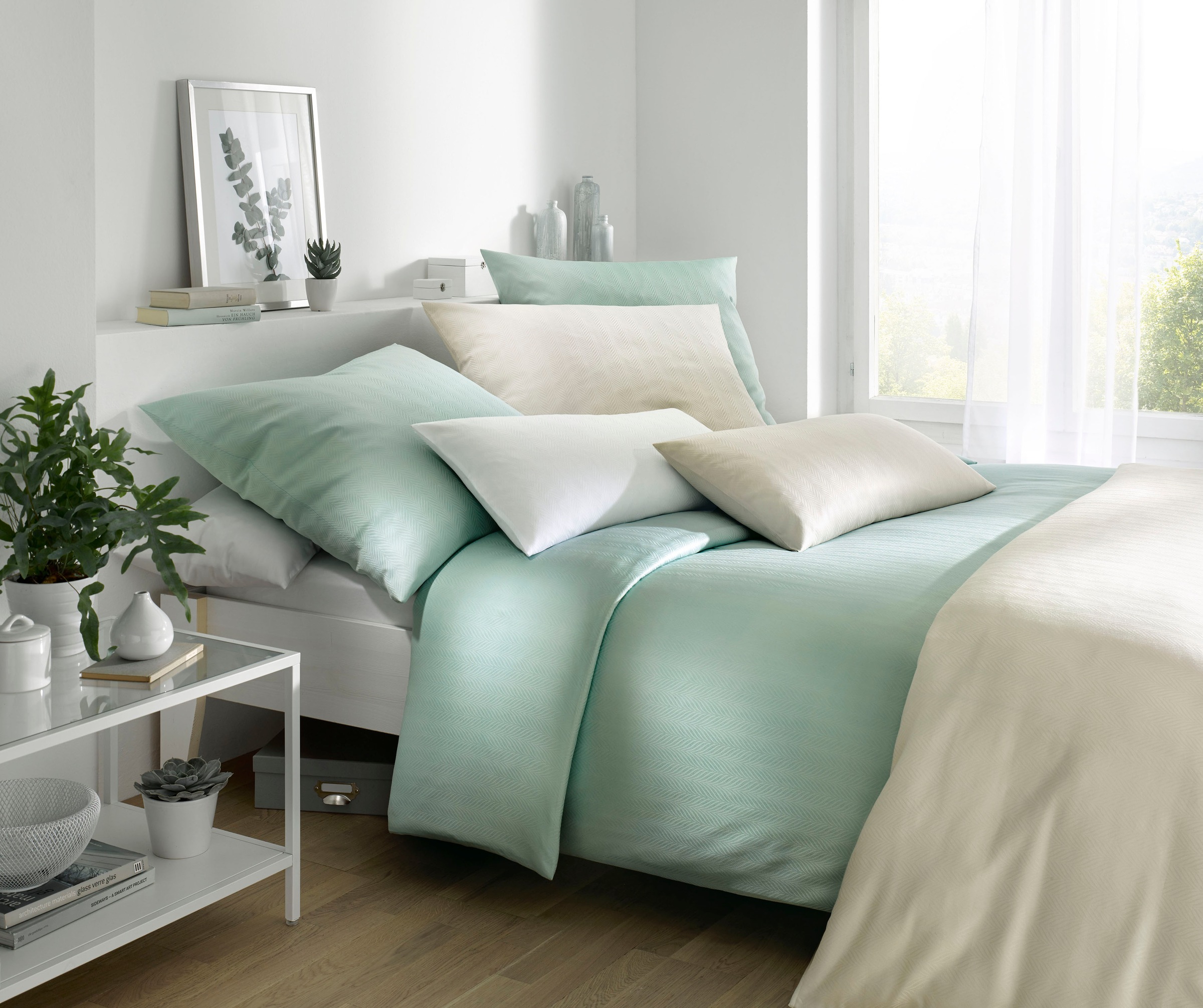 fleuresse Bettwäsche "Jade" 3 Stk. tlg. mit dezentem Muster günstig online kaufen