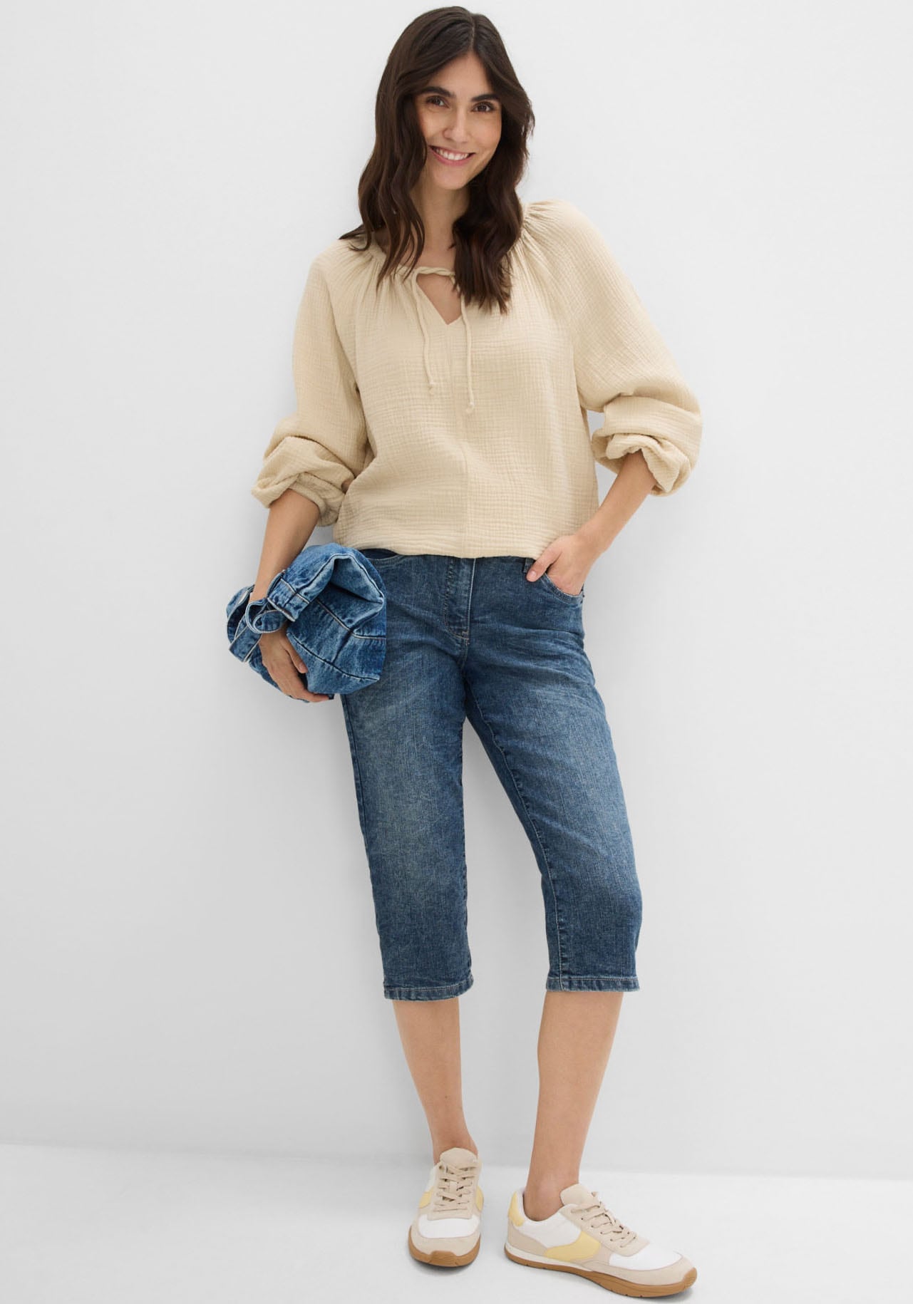 bonprix Caprijeans 1 figurformende Passform, Regular Fit, mit Komfort-Stretch