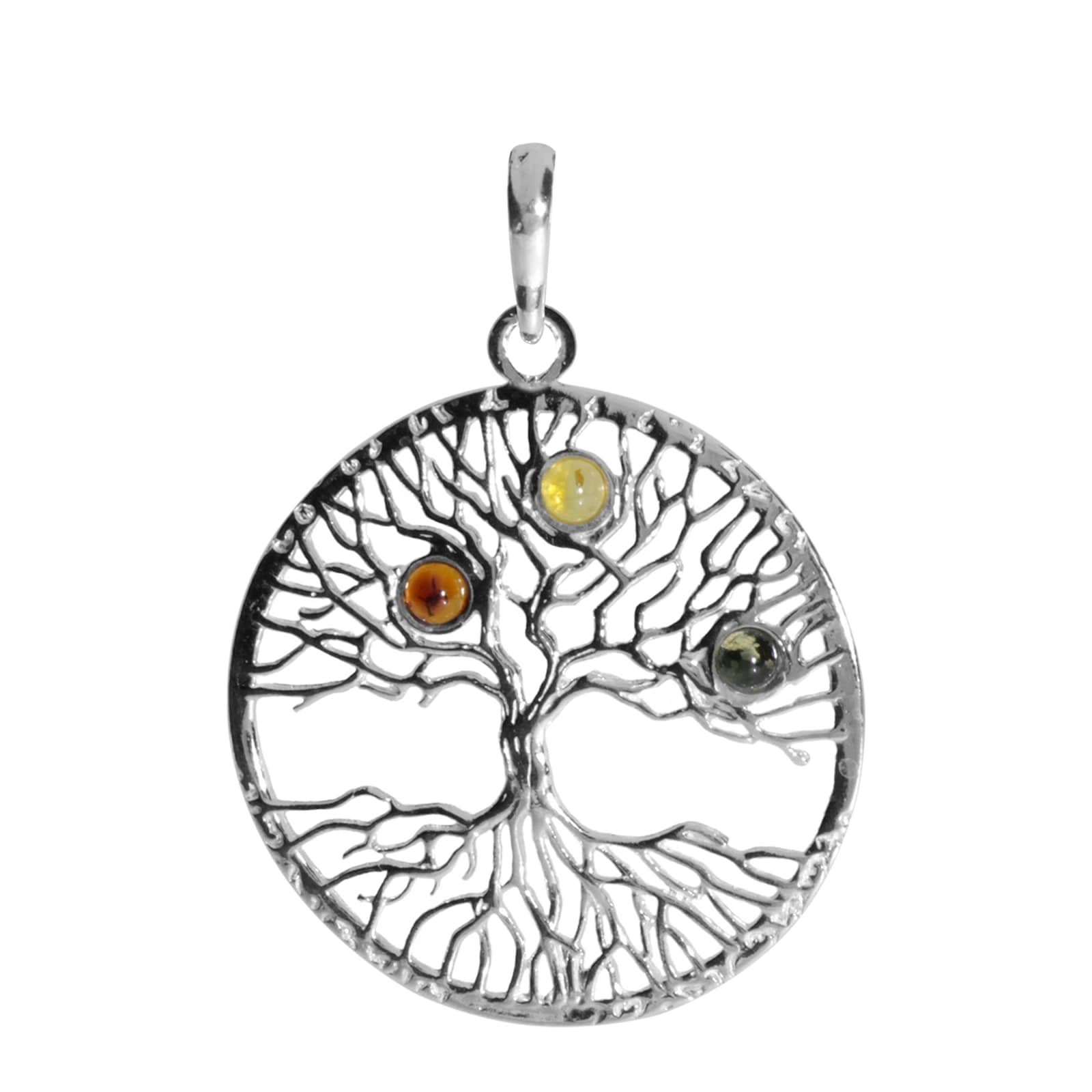 Kettenanhänger OSTSEE-SCHMUCK "- Lebensbaum - Silber 925/000 - Bernstein" Gr. 42, silber (silber 925, silberfarben, weiß), Schmuckanhänger, Damen, Silber 925 (Sterlingsilber), Kettenanhänger