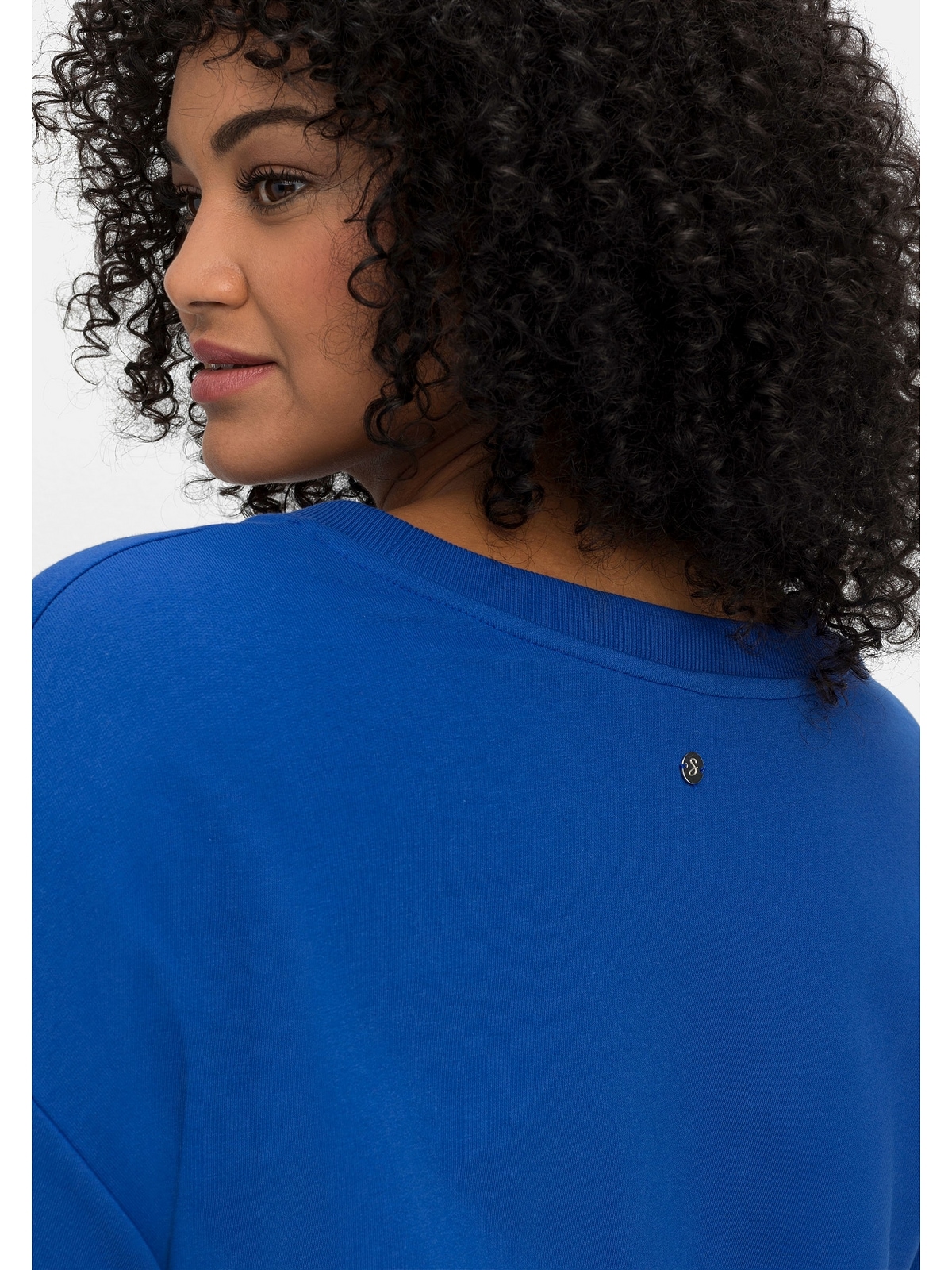 Sheego Sweatkleid »Große kaufen Größen«, | online BAUR Logo-Frontdruck mit