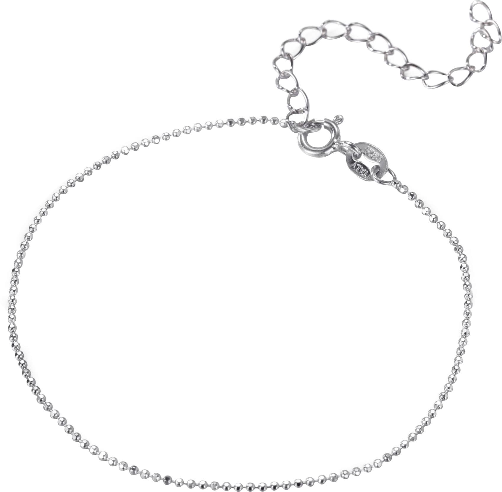 FIRETTI Damen Silberkette "Schmuck Geschenk Silber 925 Armband Kette Fußkette Bauchkette Kugeln", 26, Silber 925 (Sterlingsilber), B: 1mm, silber,