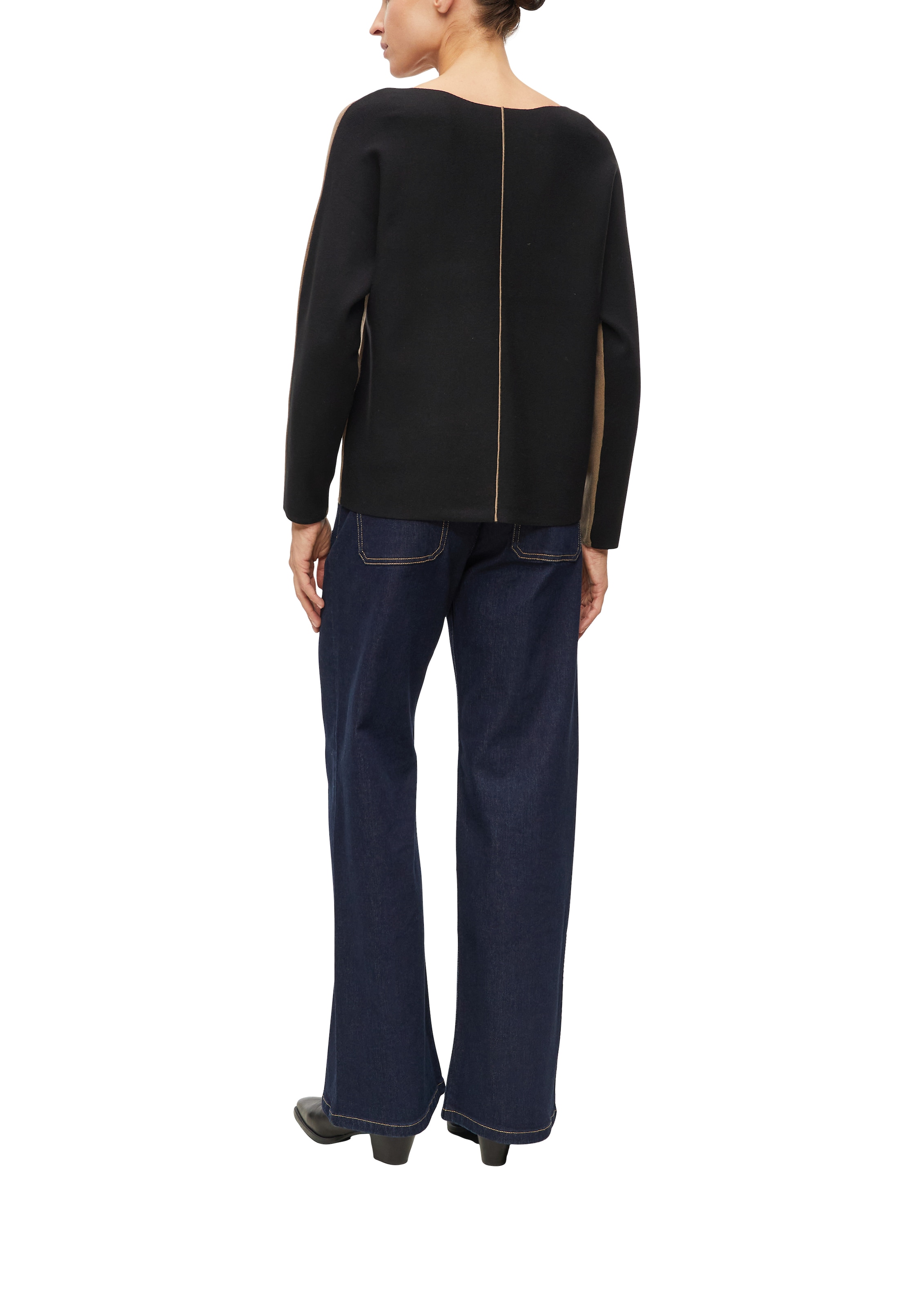 s.Oliver BLACK LABEL Strickpullover mit Color Blocking und Teilungsnaht, Viskosemix