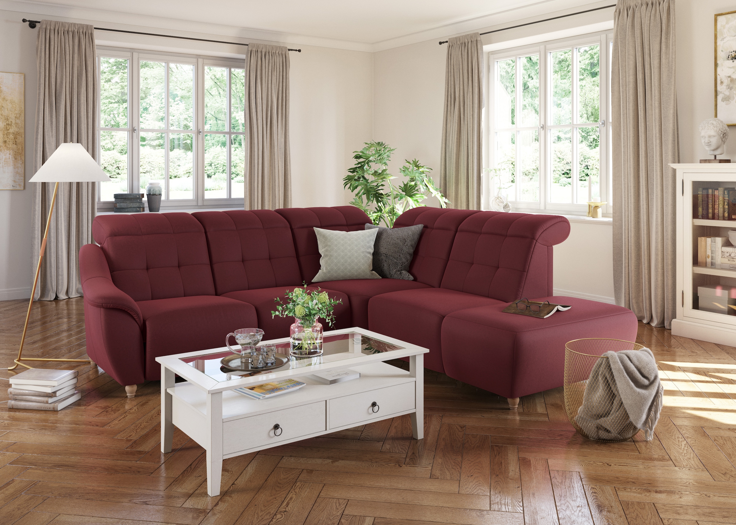 Home affaire Ecksofa "Boston L-Form" Kopfteilverstellung an jeder Sitzfläche, wahlweise Relaxfunktion