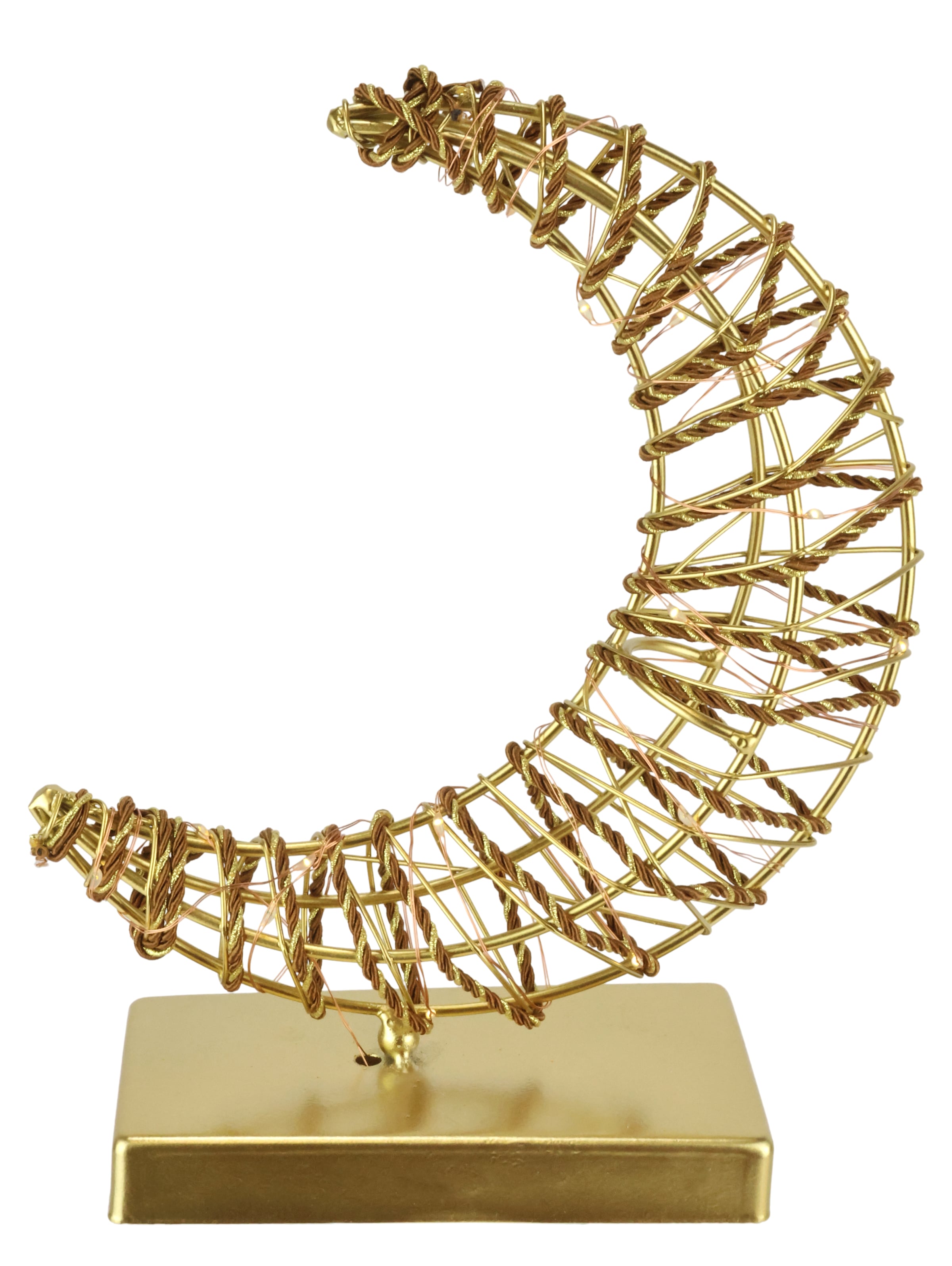 I.GE.A. LED-Dekofigur "LED-Dekoobjekt Mond" Dekofigur Metall Gold warmweiß günstig online kaufen