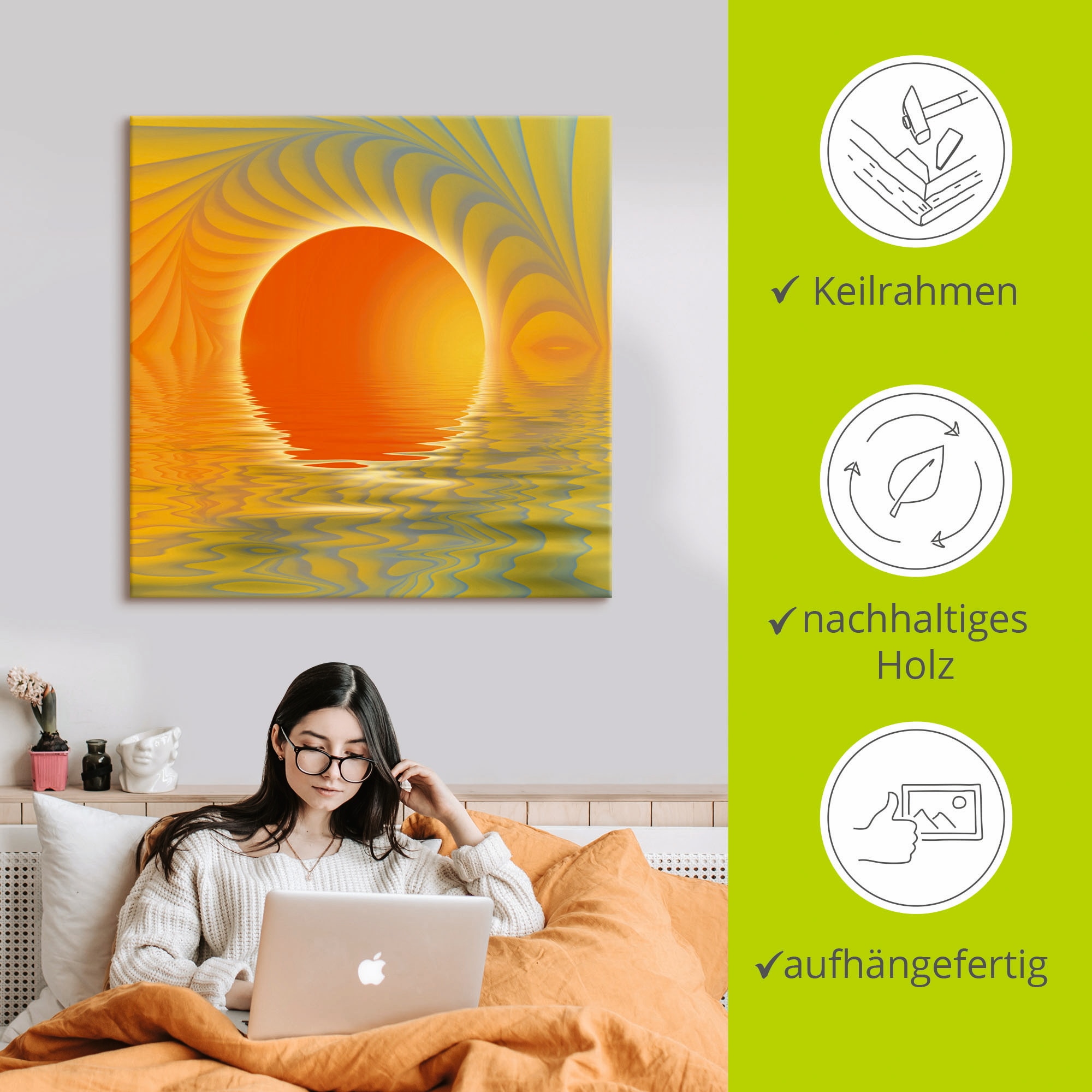 Artland Wandbild »Abstrakter Sonnenuntergang«, Muster, (1 St.), als Leinwandbild, Poster in verschied. Größen