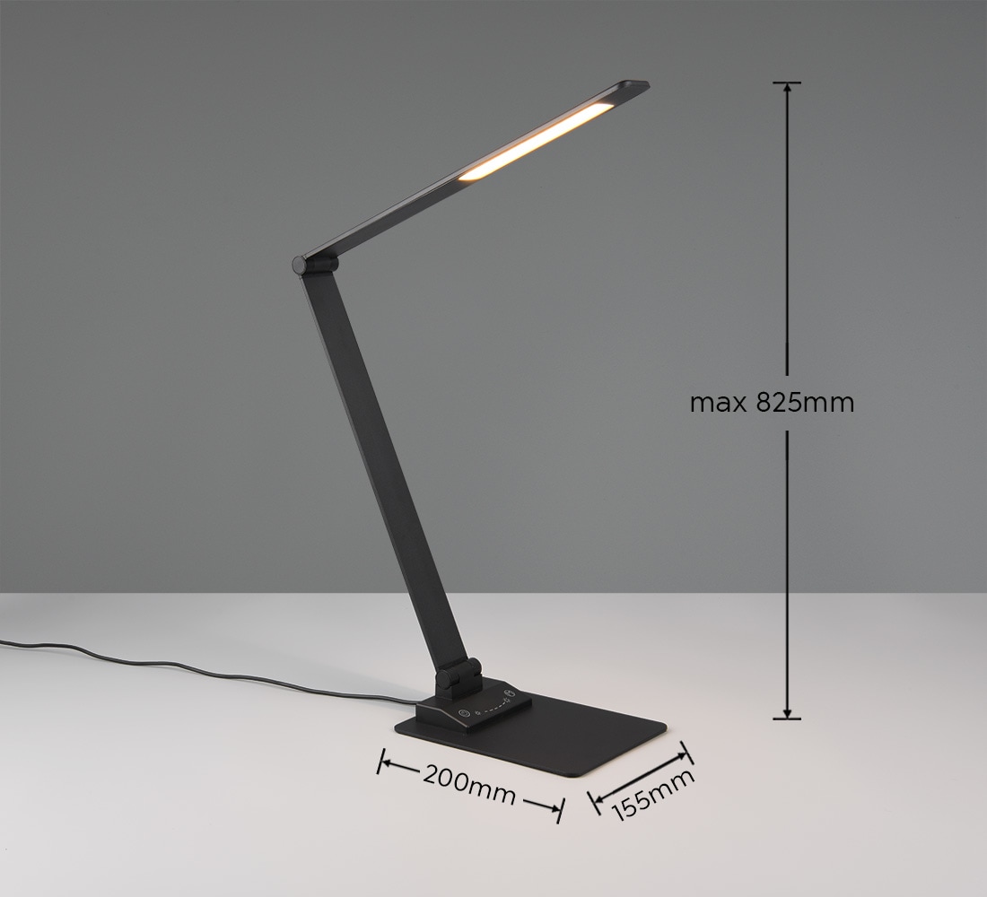 TRIO Leuchten LED Schreibtischlampe »TRAVIS, LED Leselampe 6,5W 650 Lumen CCT Lichtfarbe 3000/5000/6500K« LED-Board 1 Stk. Farbwechsler mit USB-A und USB-C Ladeanschluss, kippbar dimmbar Höhe max 72cm