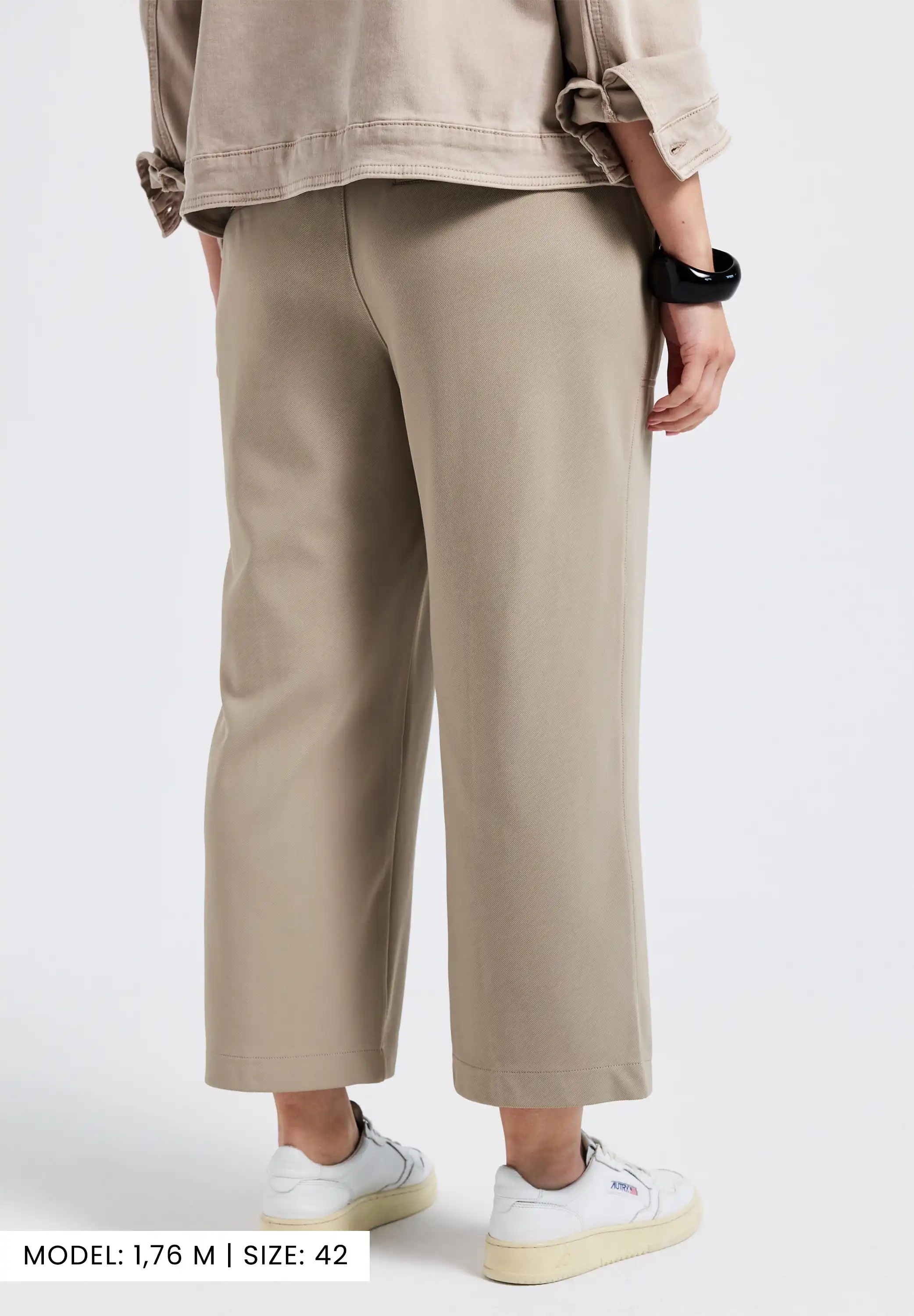 7/8-Hose STREET ONE, Damen, Gr. 38, Länge 26, buff grau, Web, Obermaterial: 95% Polyamid, 5% Elasthan, unifarben, straight fit 7/8-Länge, Hosen 7/8-Hose, mit Taschen und Gummizug 3