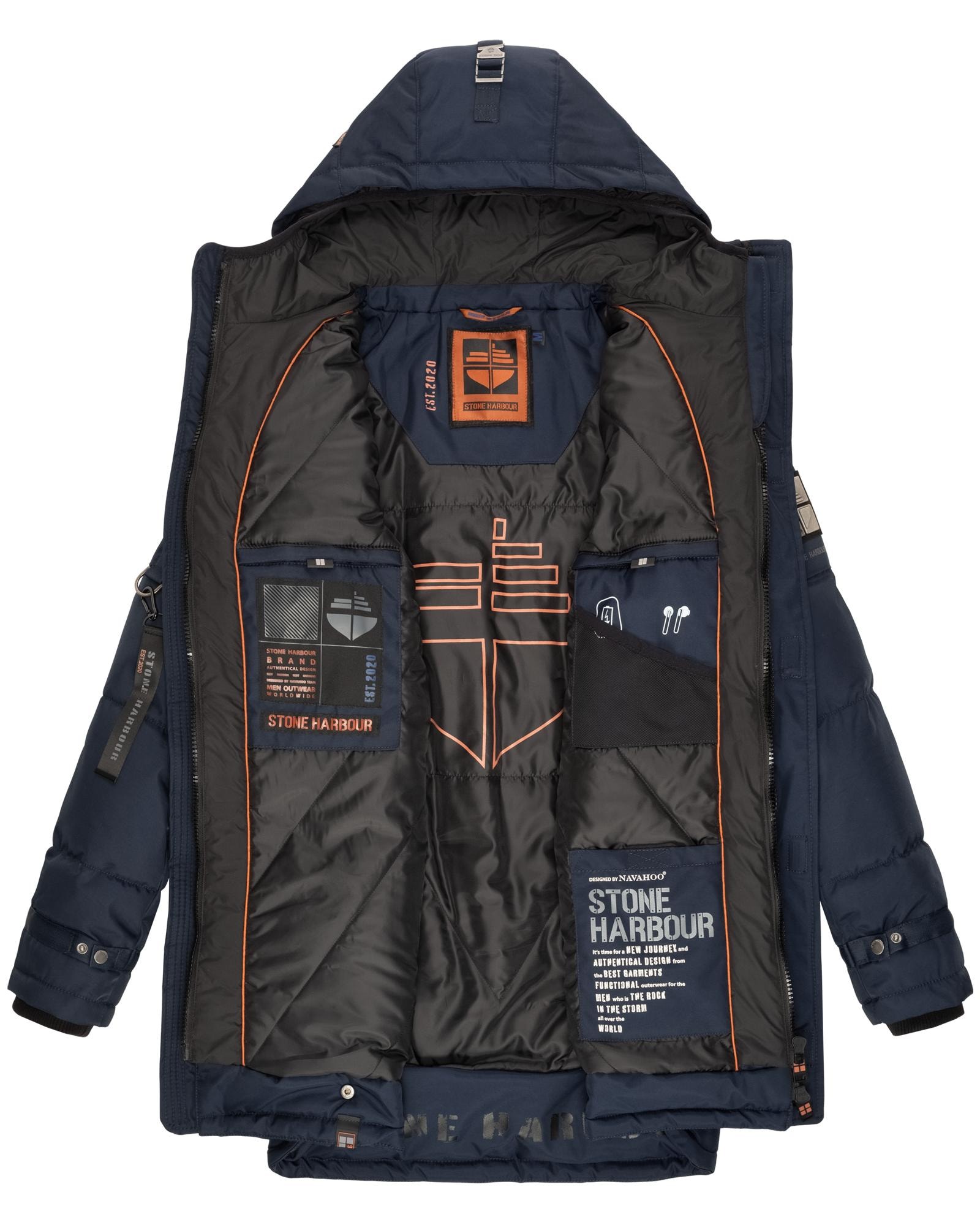 Stone Harbour Winterjacke »Tahaa«, mit Kapuze, Warm gefütterter Herren Wintermantel mit doppelter Kapuze