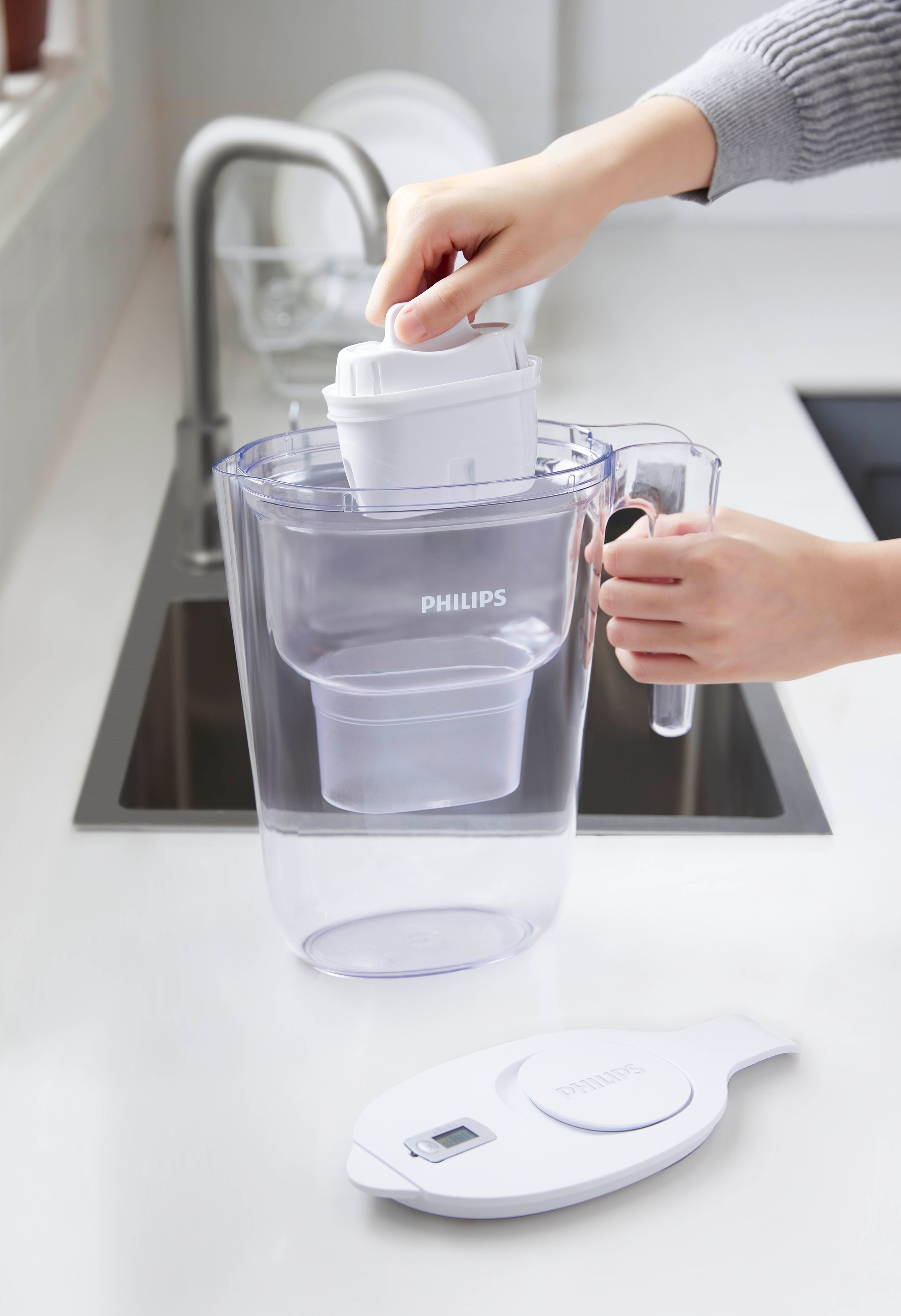 Philips Wasserfilter "Philips Wasserfilter-Kanne 2,6L weiß inkl. 6 Filterka günstig online kaufen