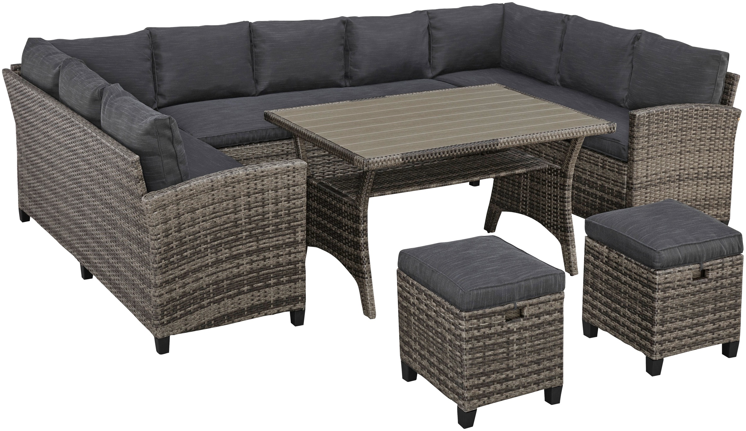 KONIFERA Gartenlounge-Set "Rotterdam" Set, 3x 3er Sofa, 2x Hocker, 1x Tisch günstig online kaufen